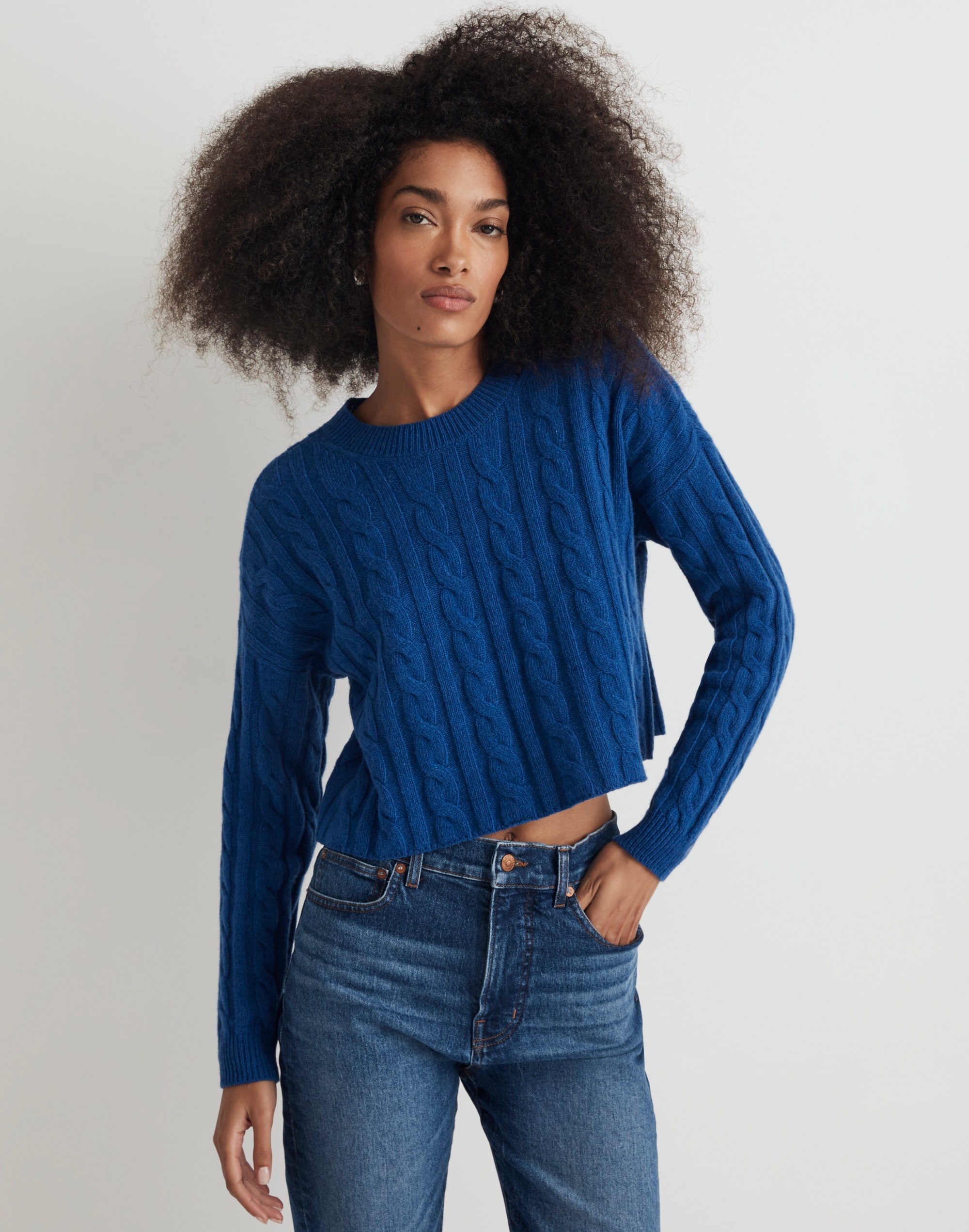 (Re)sourced Cashmere Cable-Knit Crop Sweater