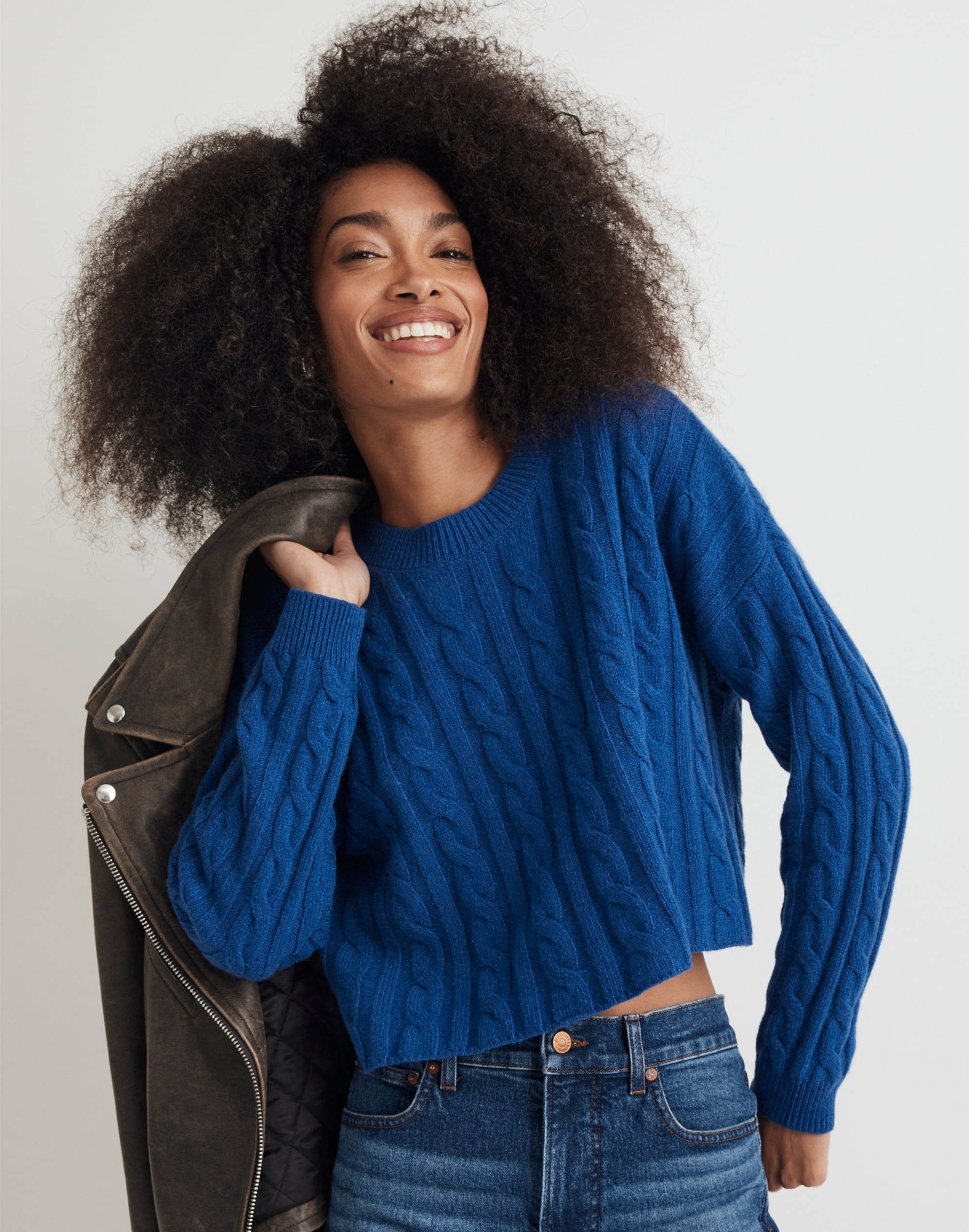 (Re)sourced Cashmere Cable-Knit Crop Sweater