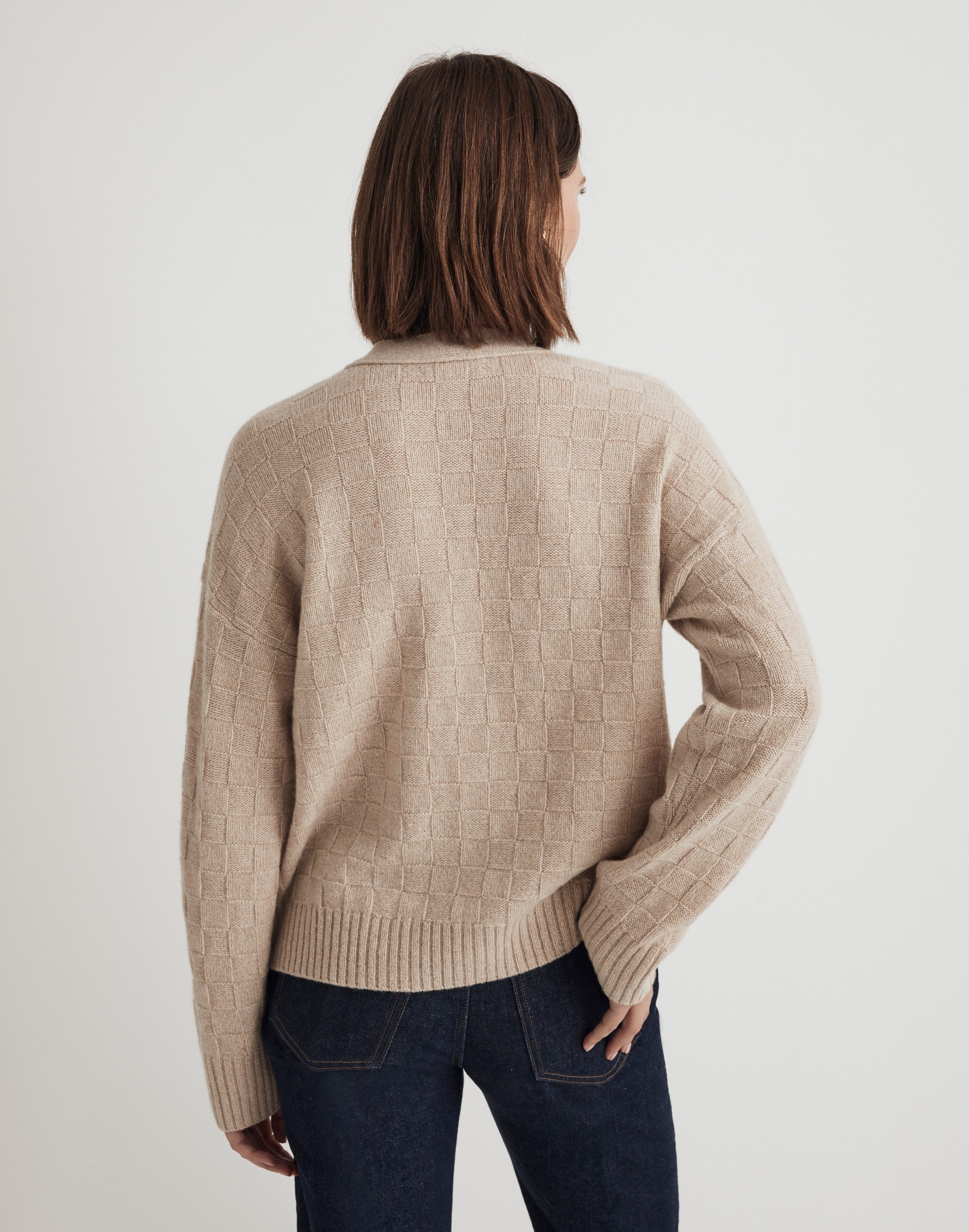 (Re)sourced Cashmere Cardigan in Checkerboard