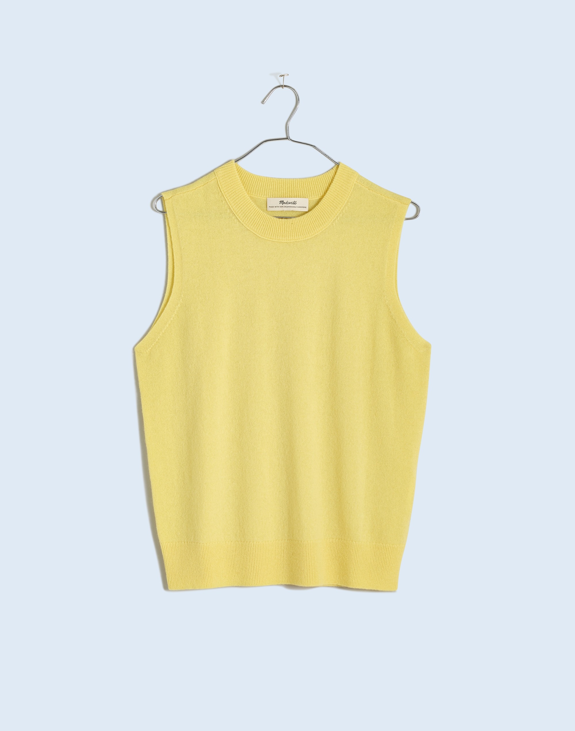 Mw (re)sponsible Cashmere Crewneck Sweater Vest In Heather Daffodil