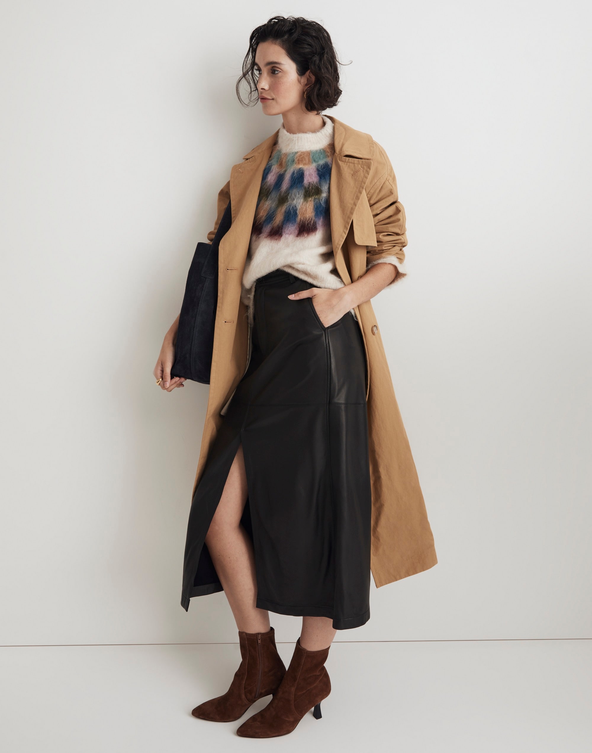 Brushed Checkerboard Fair Isle Oversized Sweater