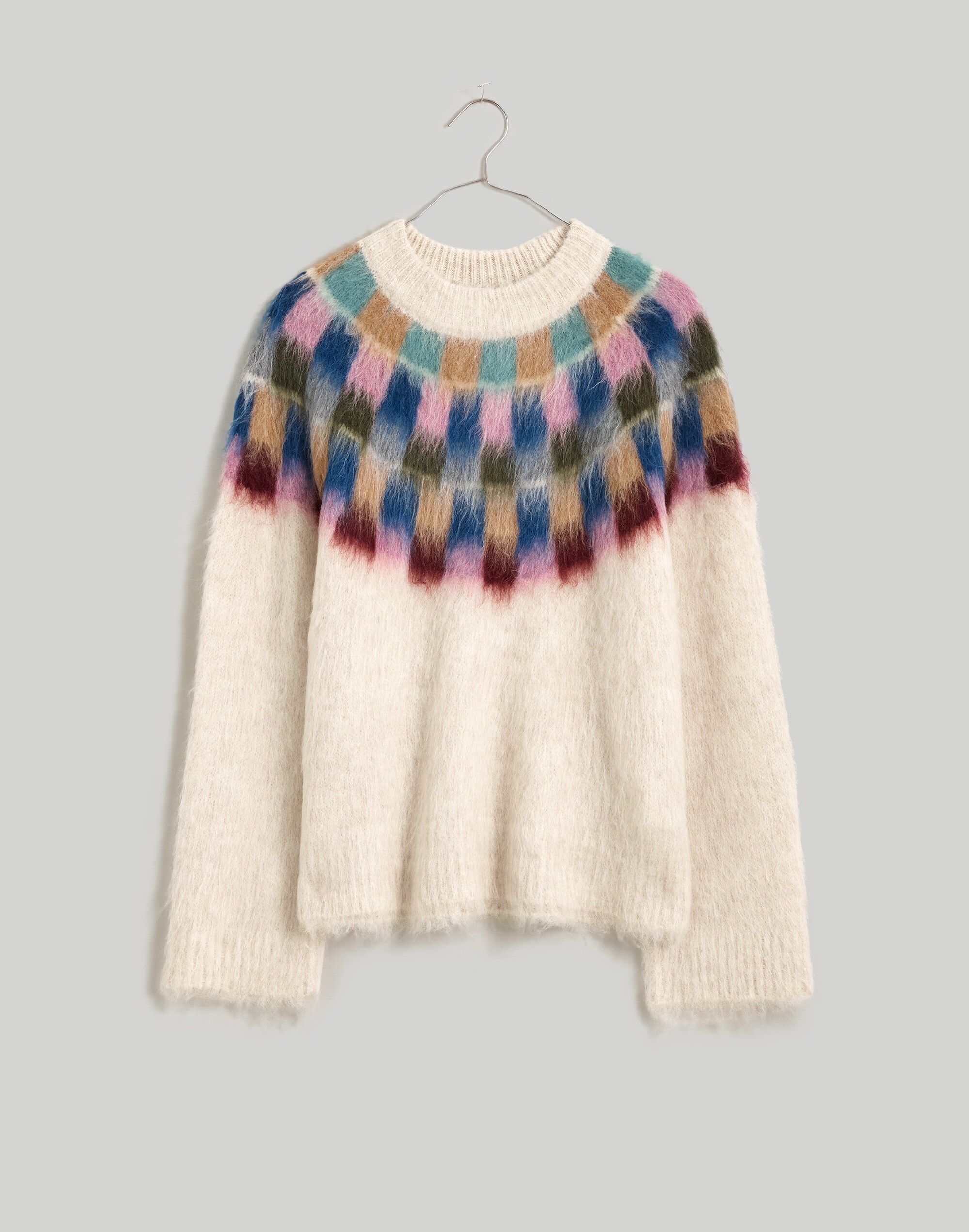 Brushed Checkerboard Fair Isle Oversized Sweater