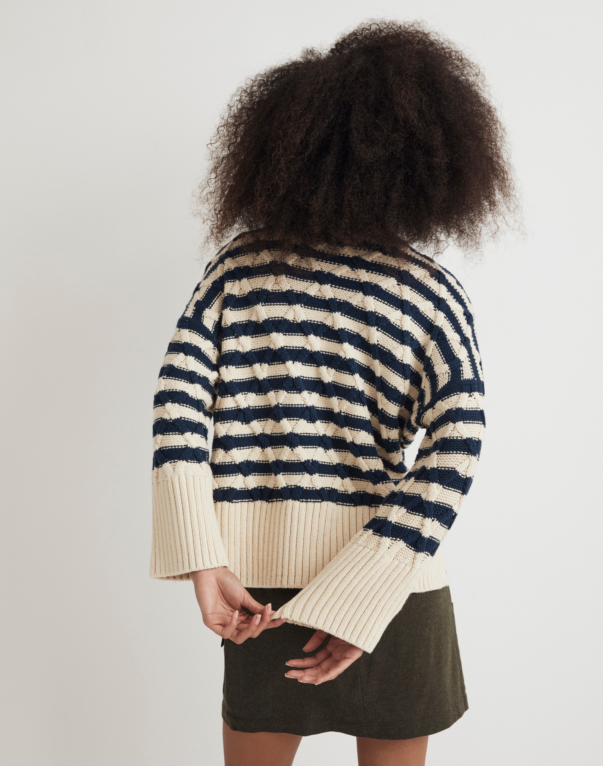 Cable-Knit Oversized Sweater in Stripe