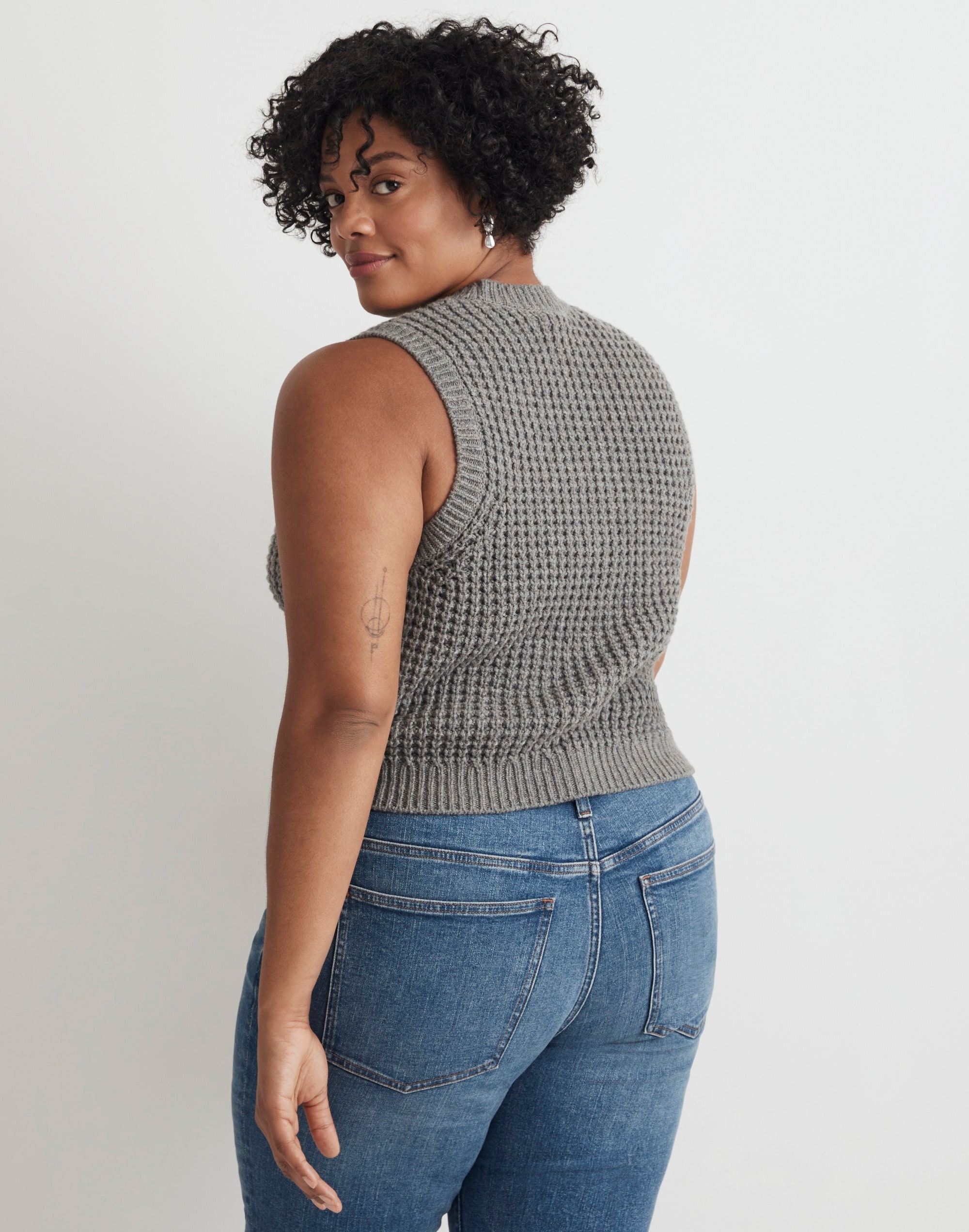 Waffle-Knit V-Neck Sweater Vest