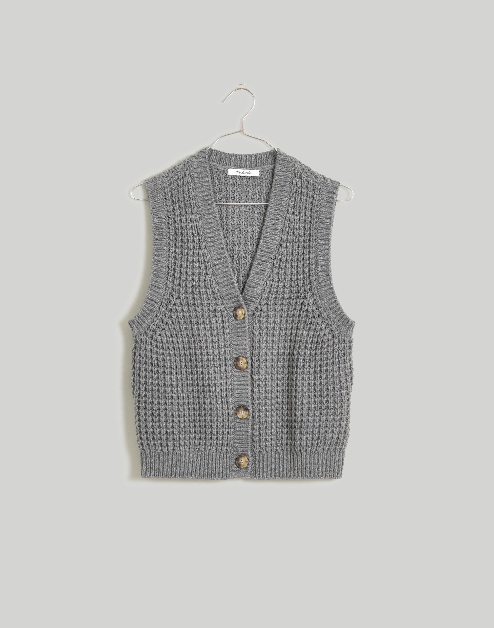 Waffle-Knit V-Neck Sweater Vest