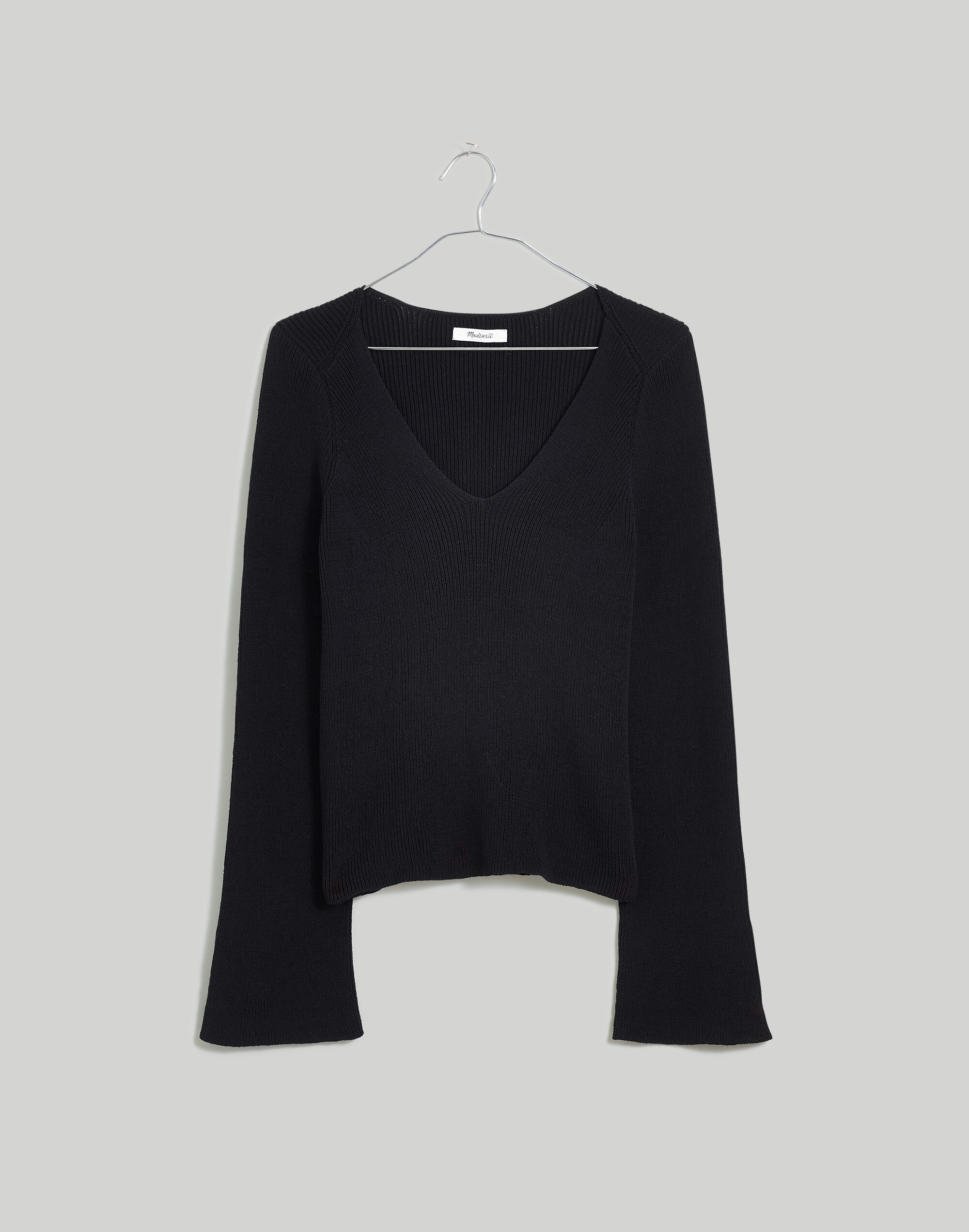 Flared-Sleeve V-Neck Sweater