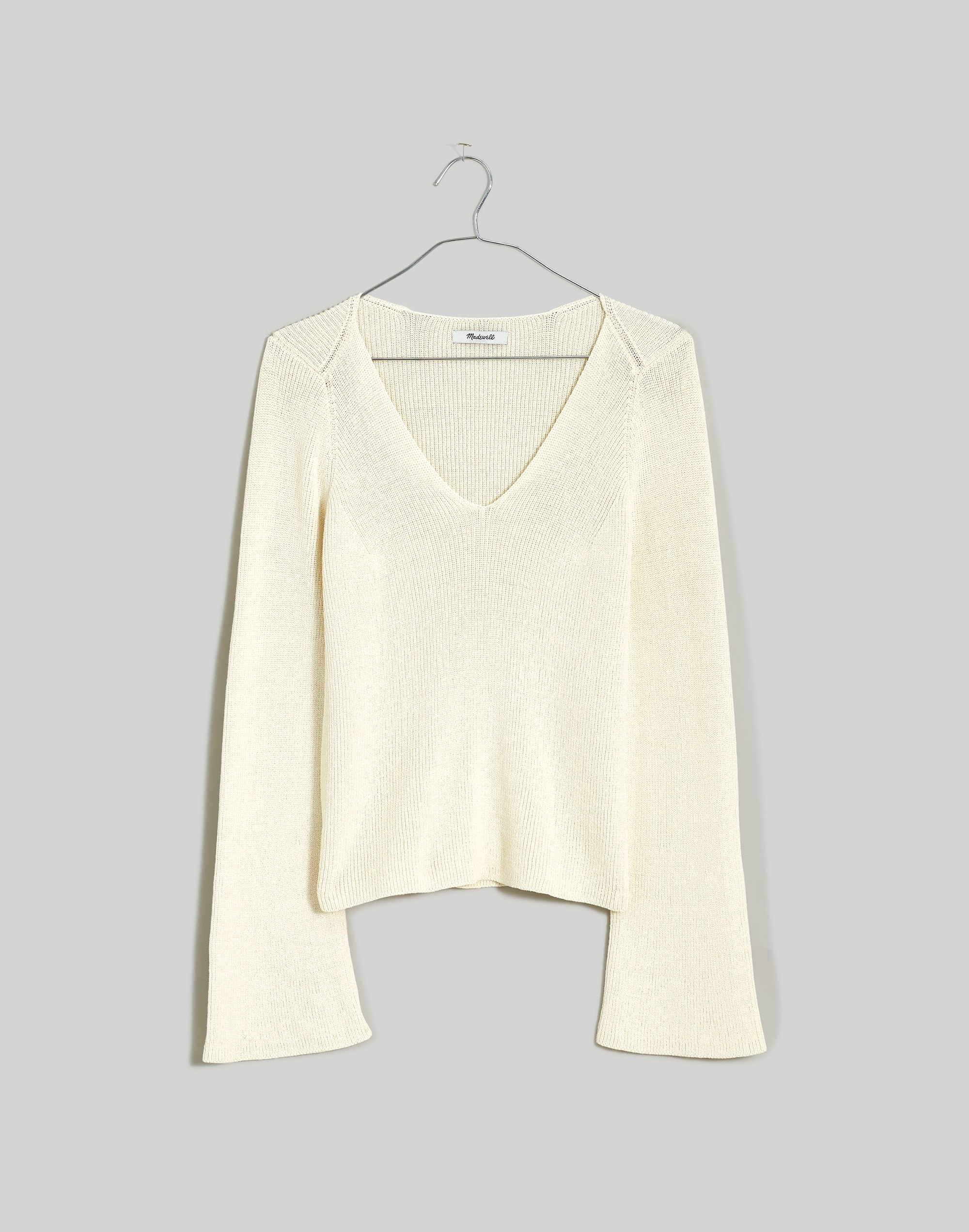 Flared-Sleeve V-Neck Sweater