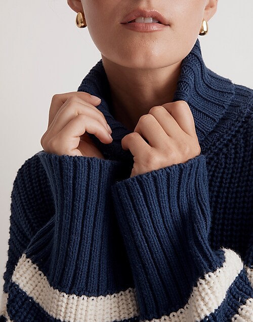 Wide Rib Turtleneck Sweater in Stripe