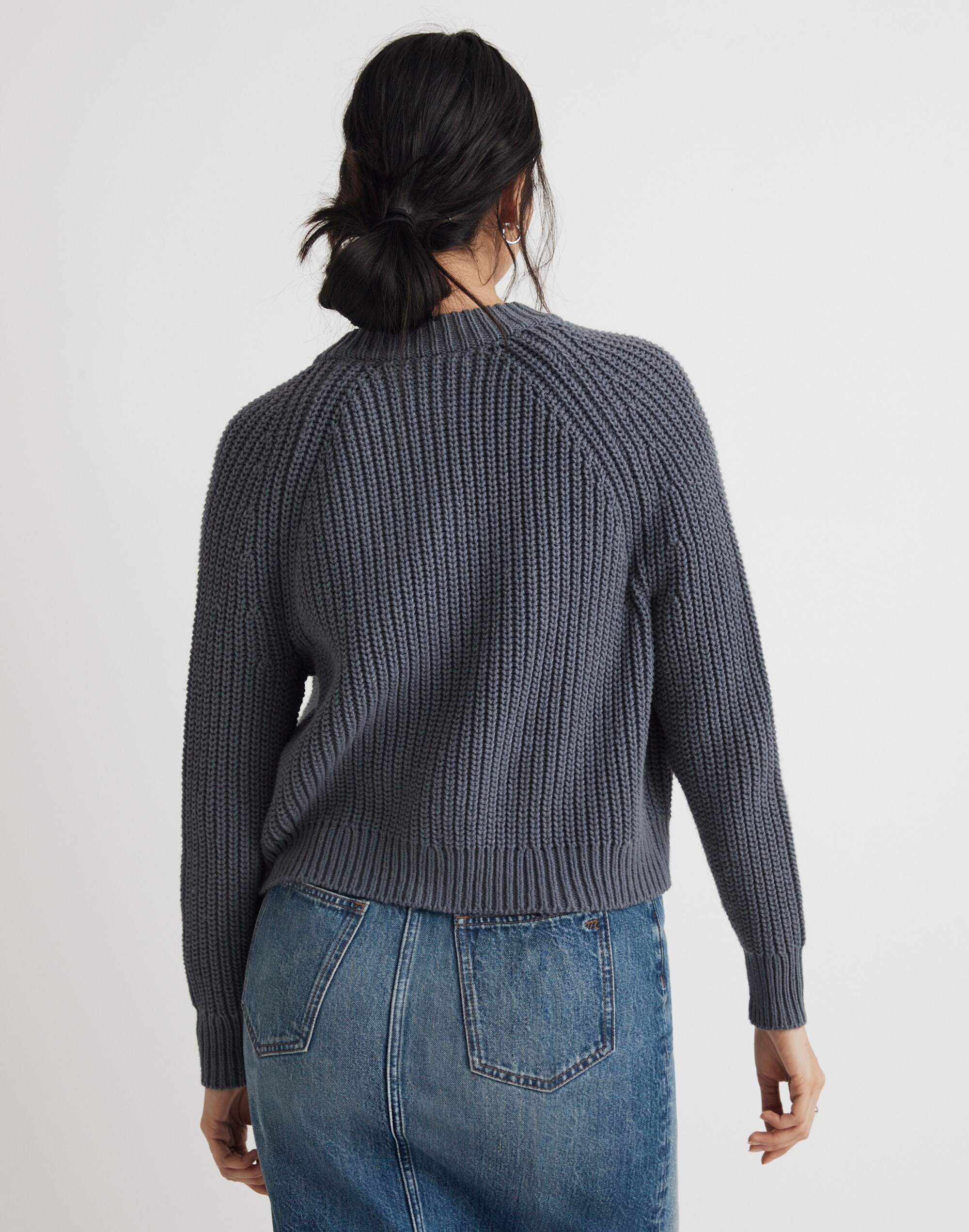 Rib Raglan-Sleeve Cardigan