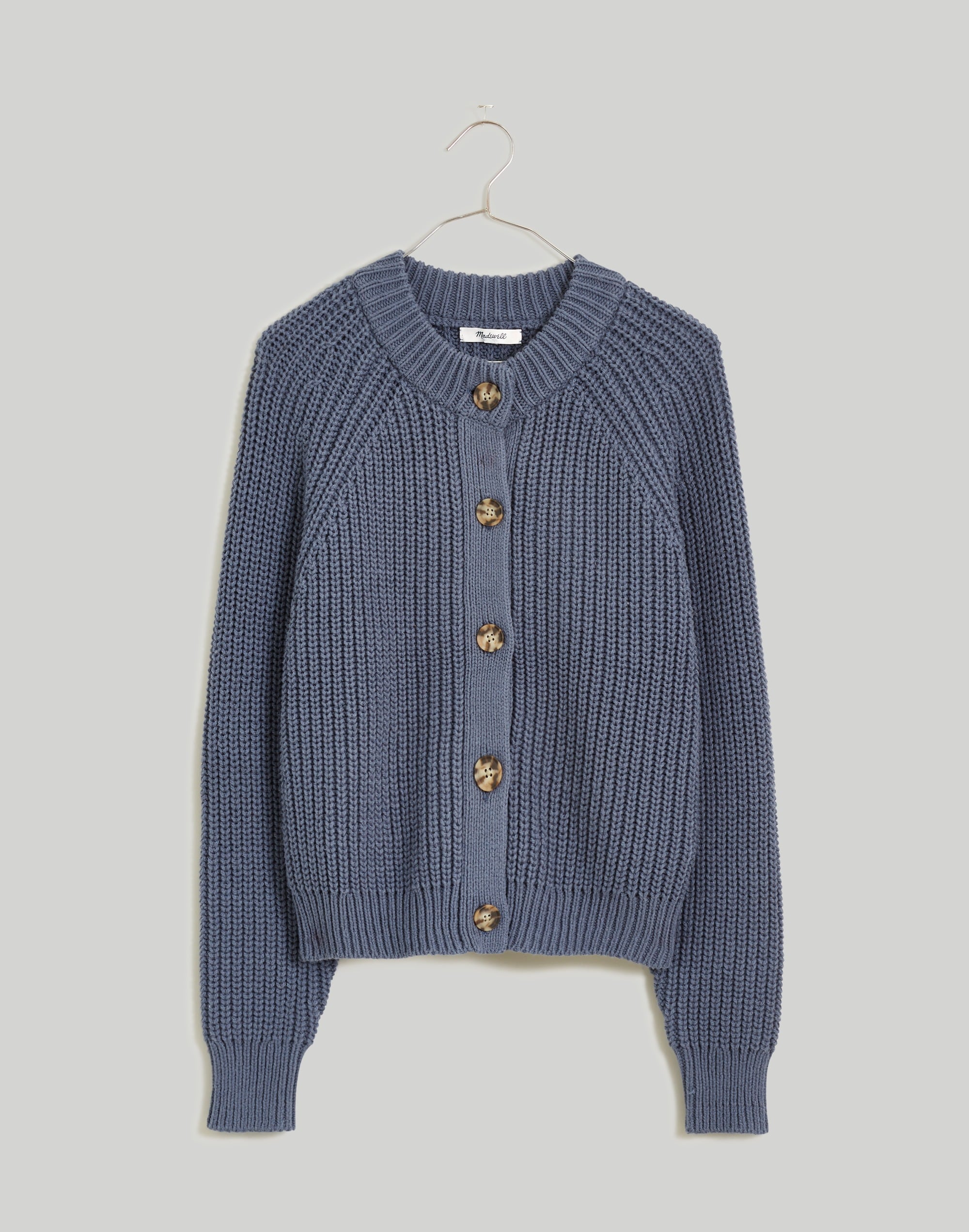Rib Raglan-Sleeve Cardigan