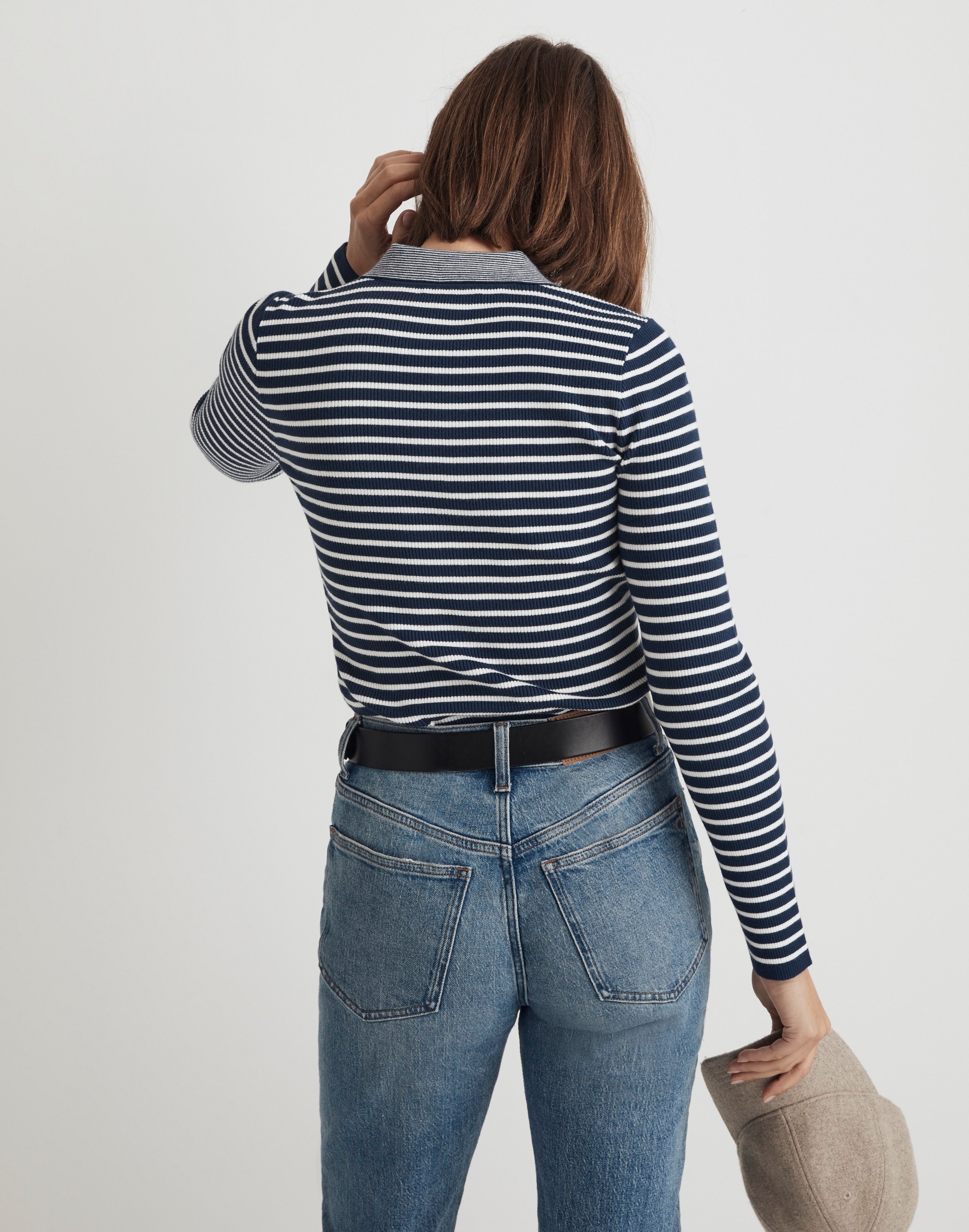 The Signature Knit Polo Sweater Top in Stripe