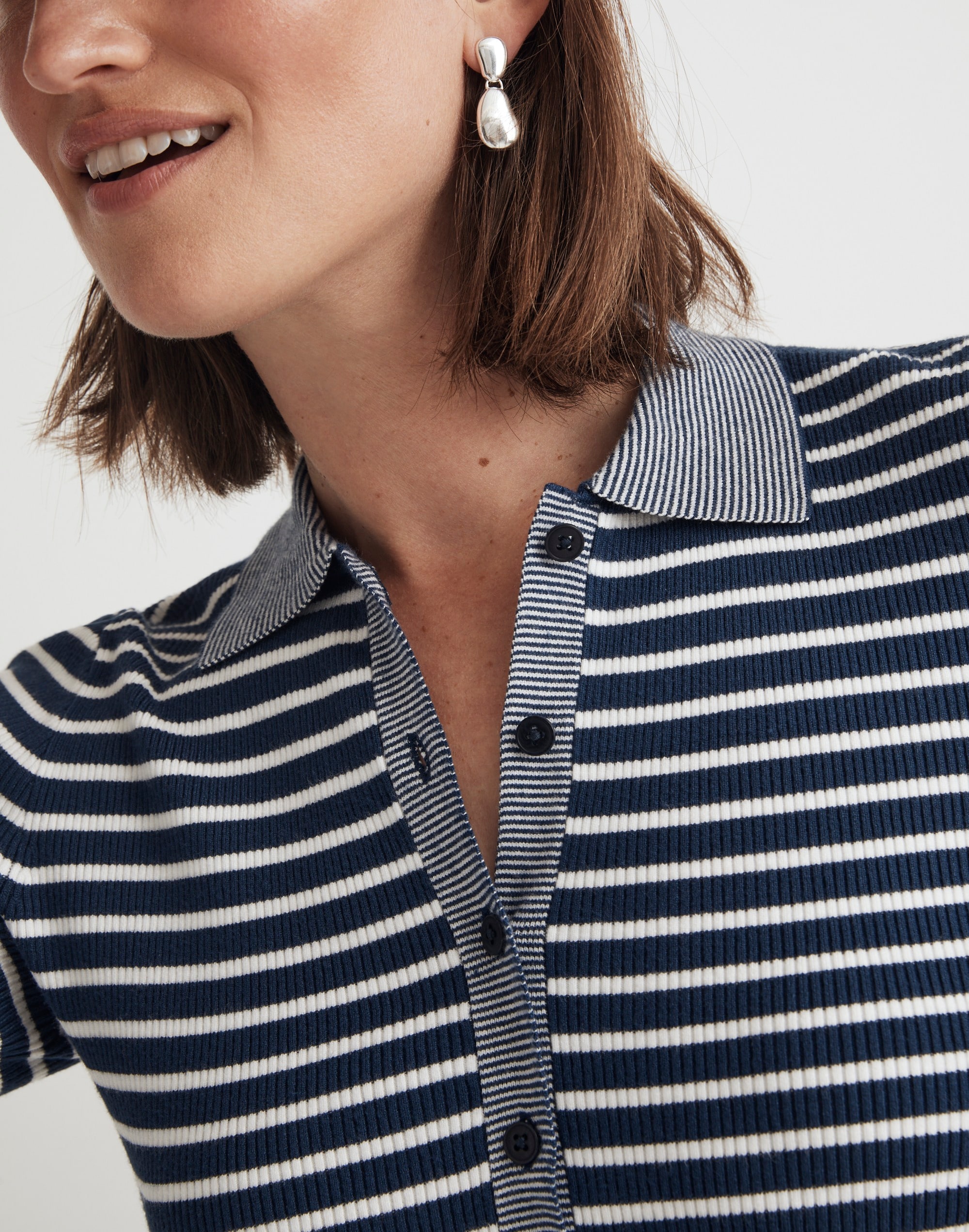 The Signature Knit Polo Sweater Top in Stripe
