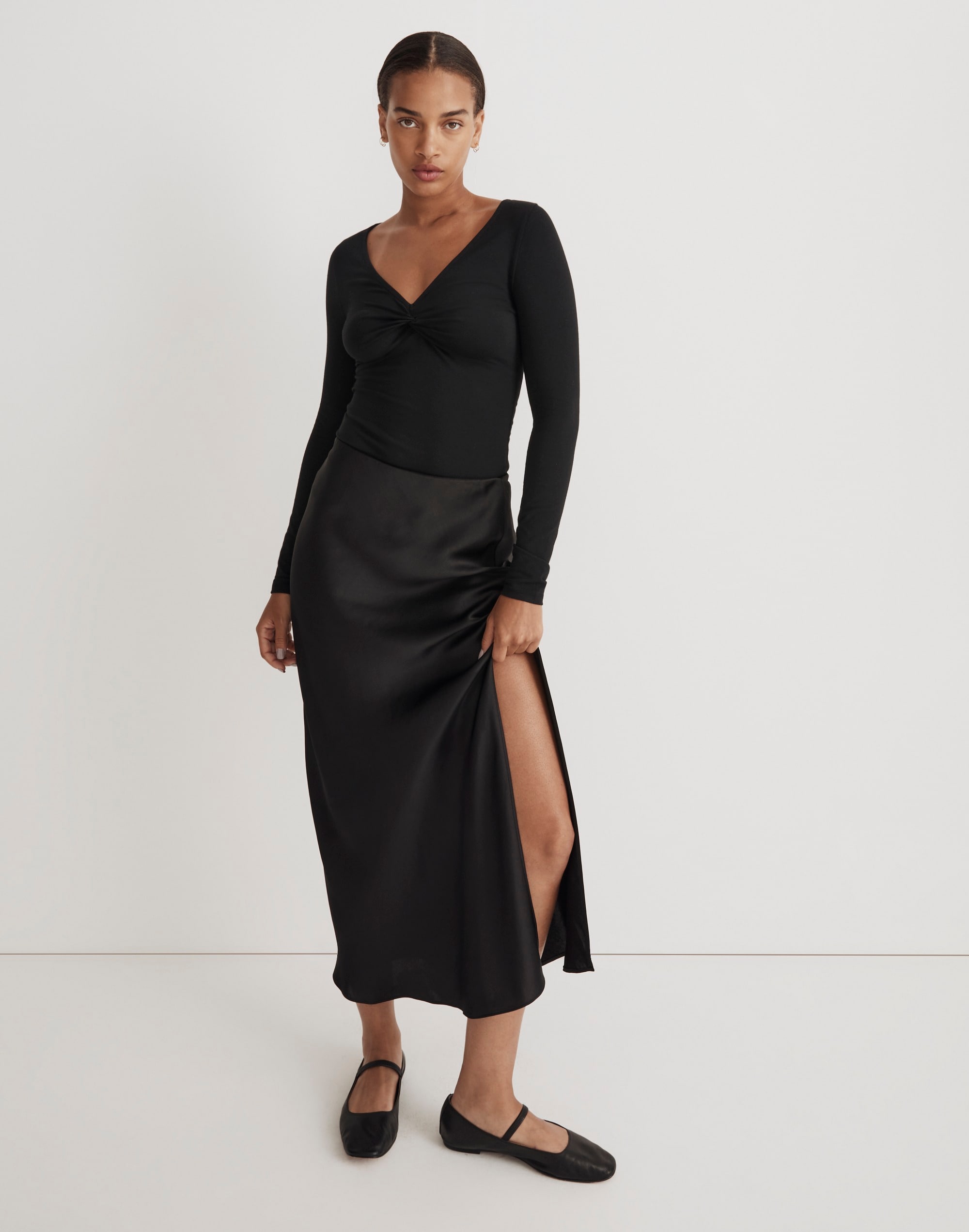 Twist-Front Long-Sleeve Tee