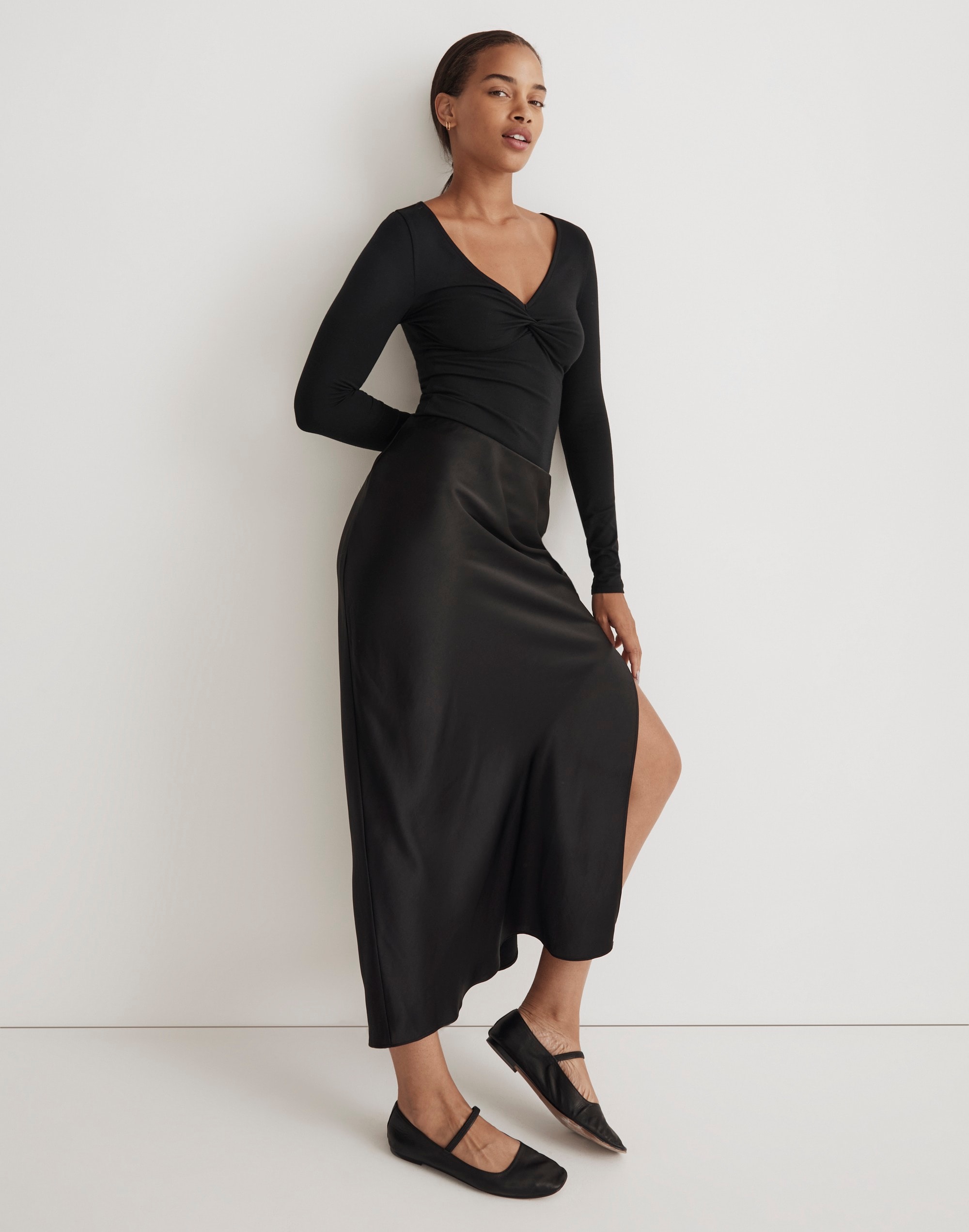 Twist-Front Long-Sleeve Tee