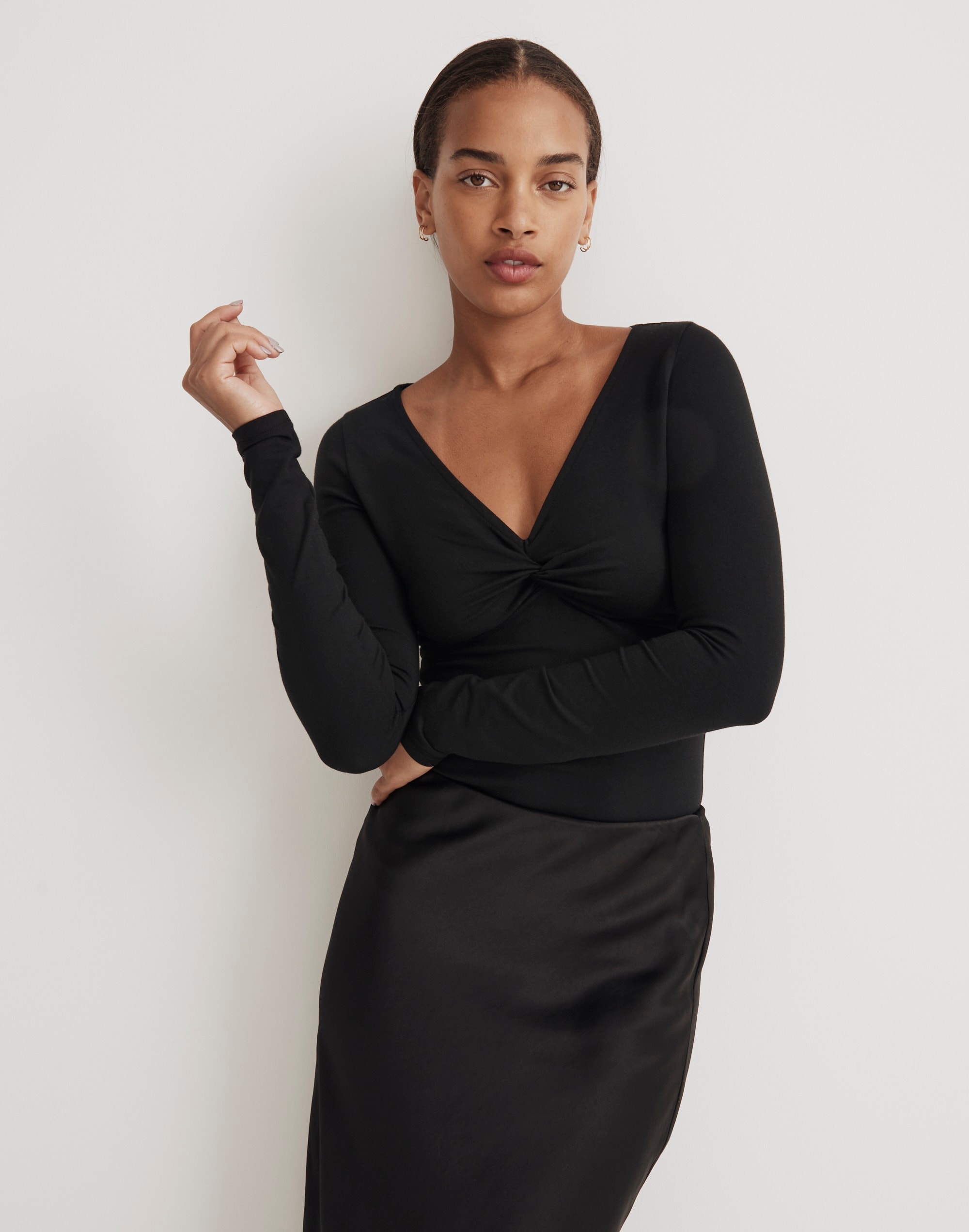 Twist-Front Long-Sleeve Tee