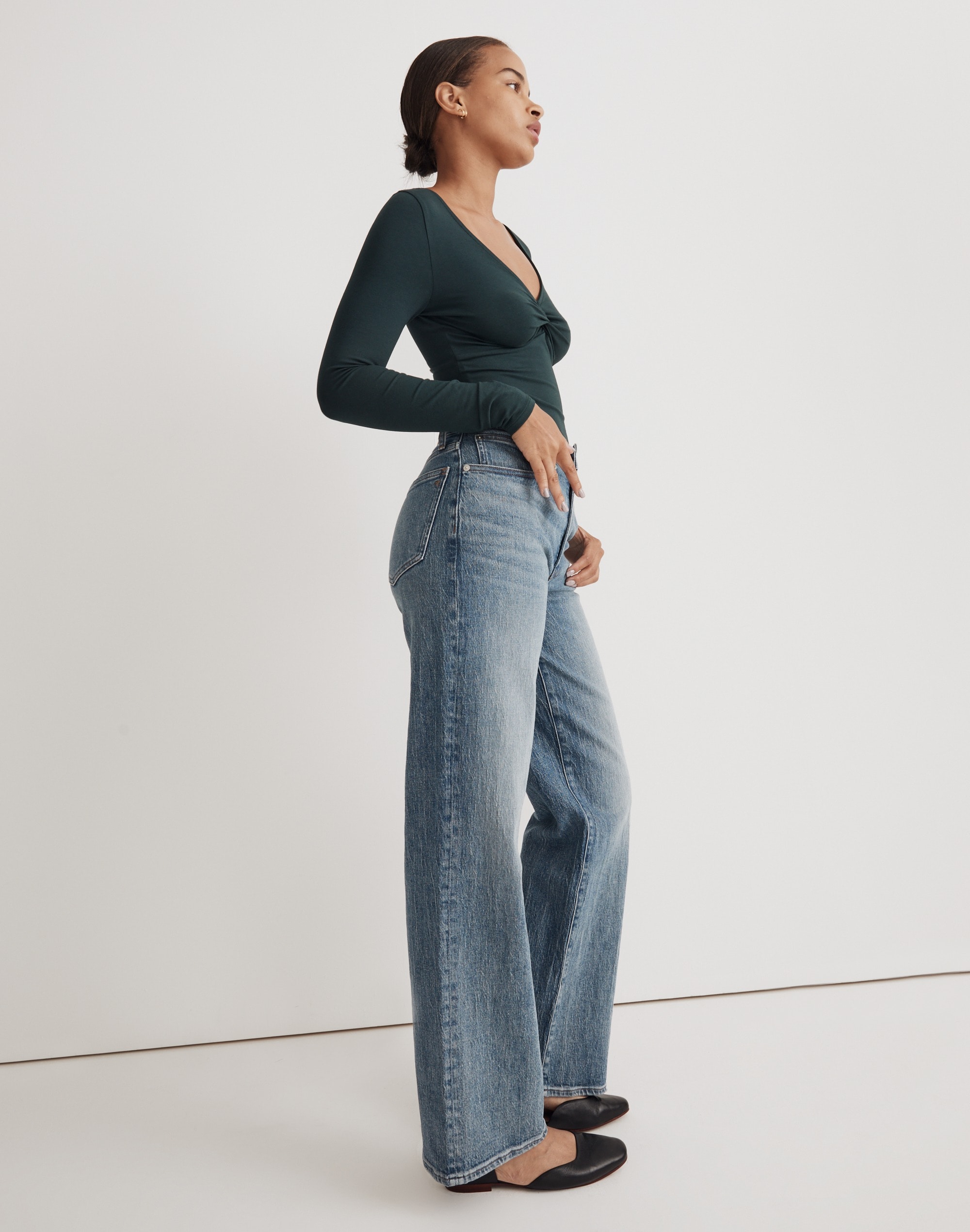 Twist-Front Long-Sleeve Tee