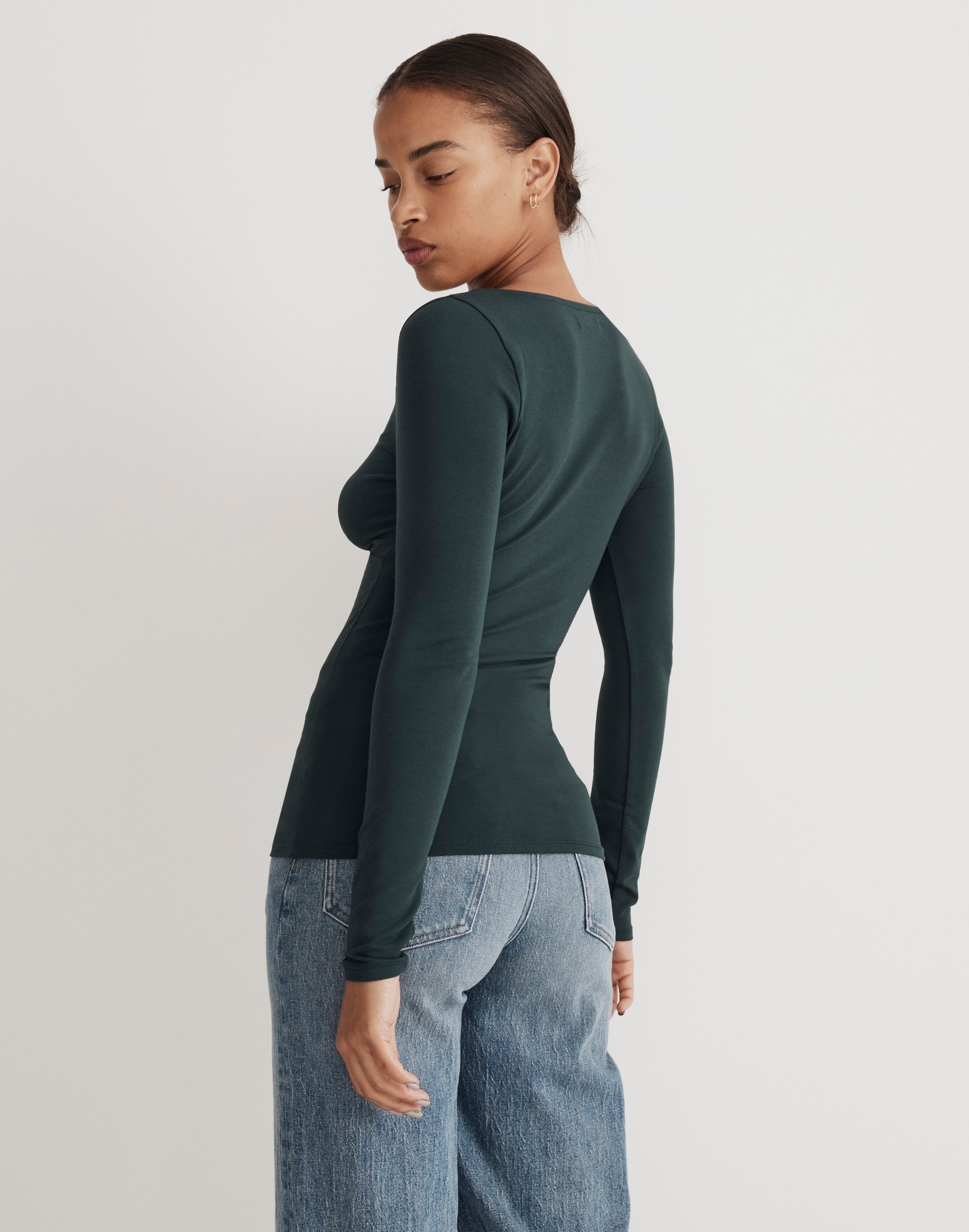 Twist-Front Long-Sleeve Tee