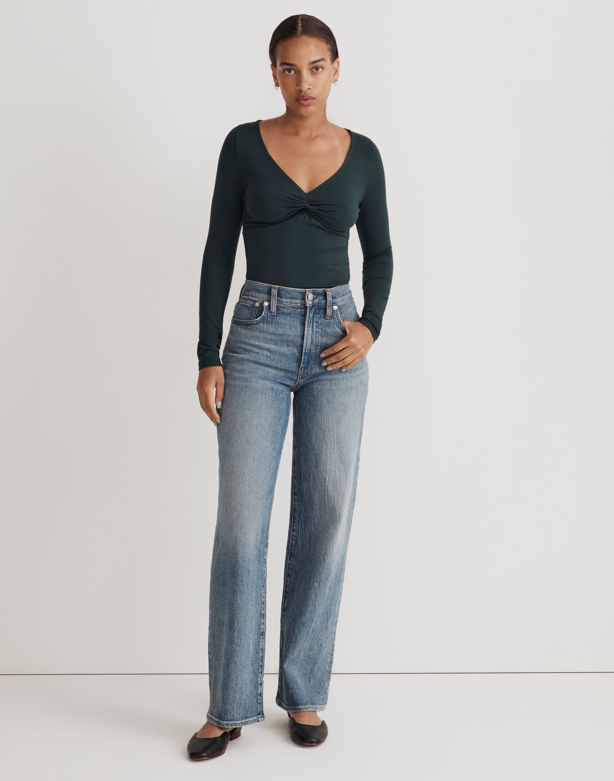 Twist-Front Long-Sleeve Tee