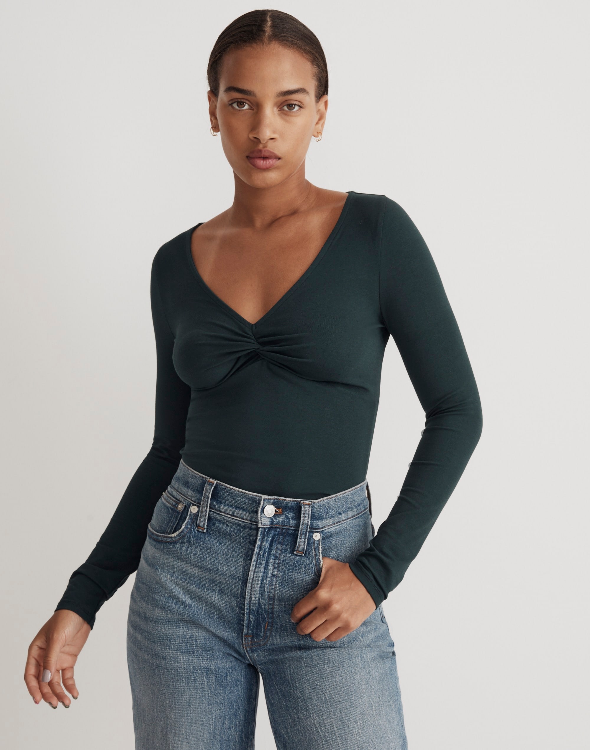 Twist-Front Long-Sleeve Tee