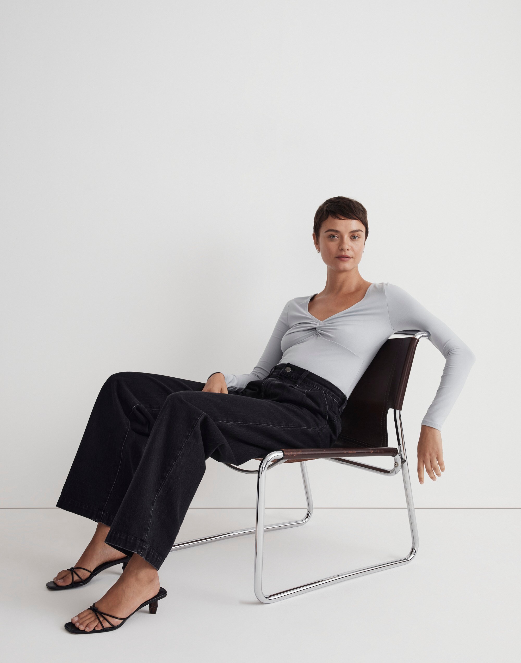 Twist-Front Long-Sleeve Tee