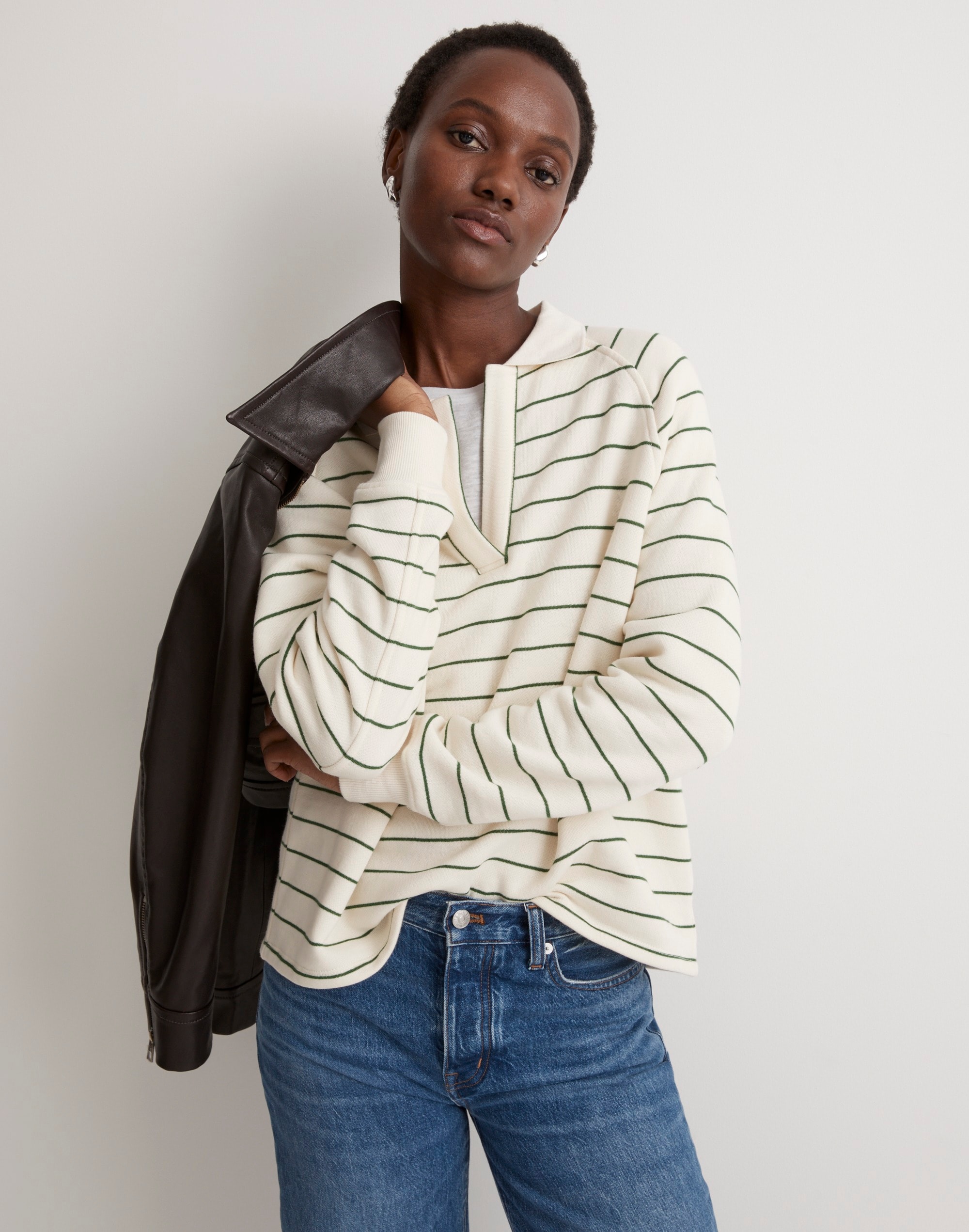betterterry polo sweatshirt in stripe