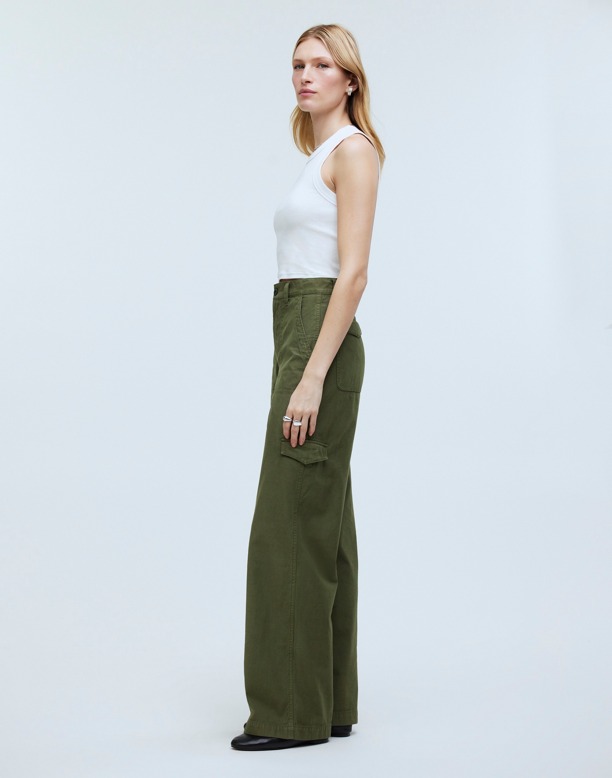Griff Superwide-Leg Cargo Pants in Garment Dye