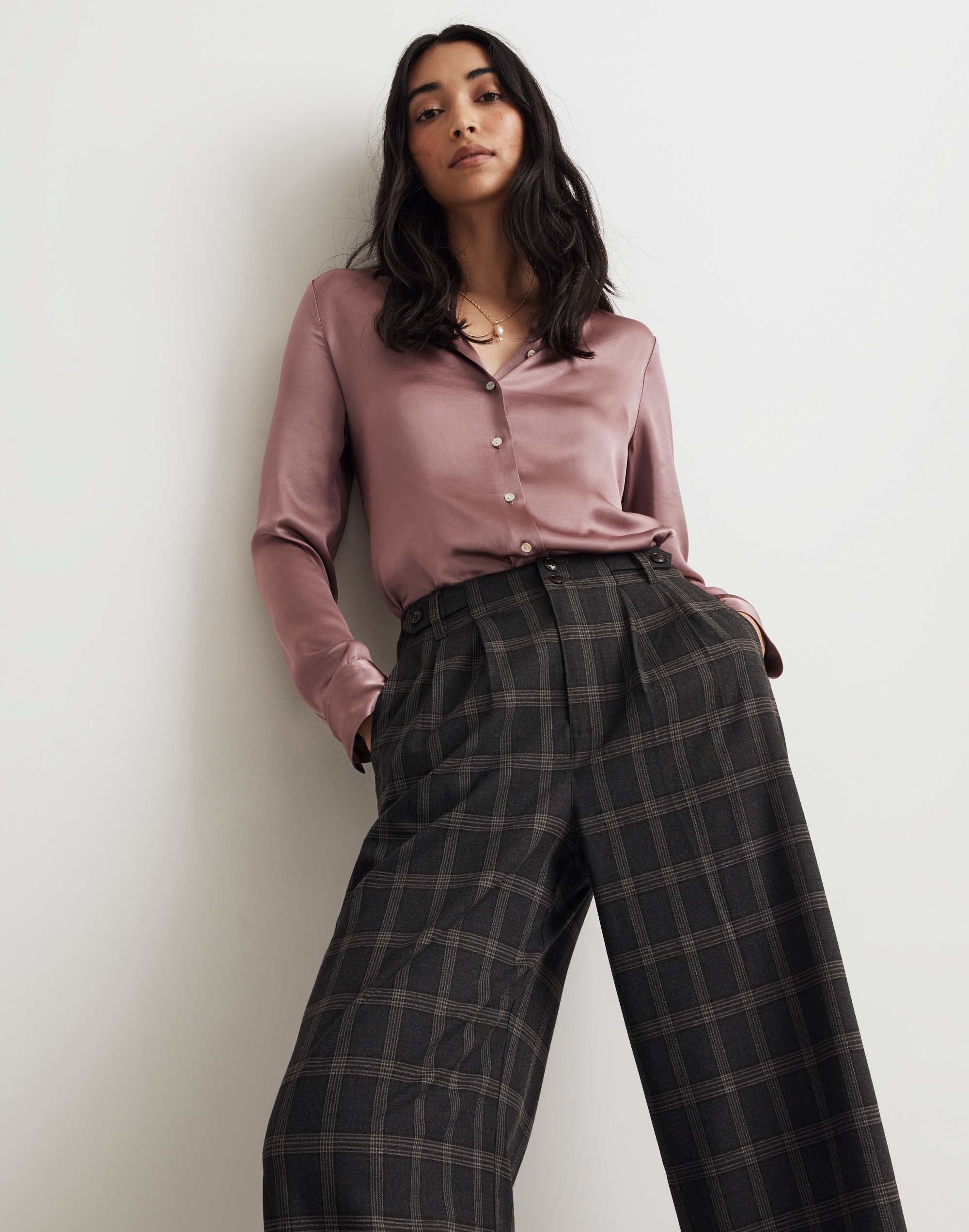 the harlow wide-leg pant in plaid