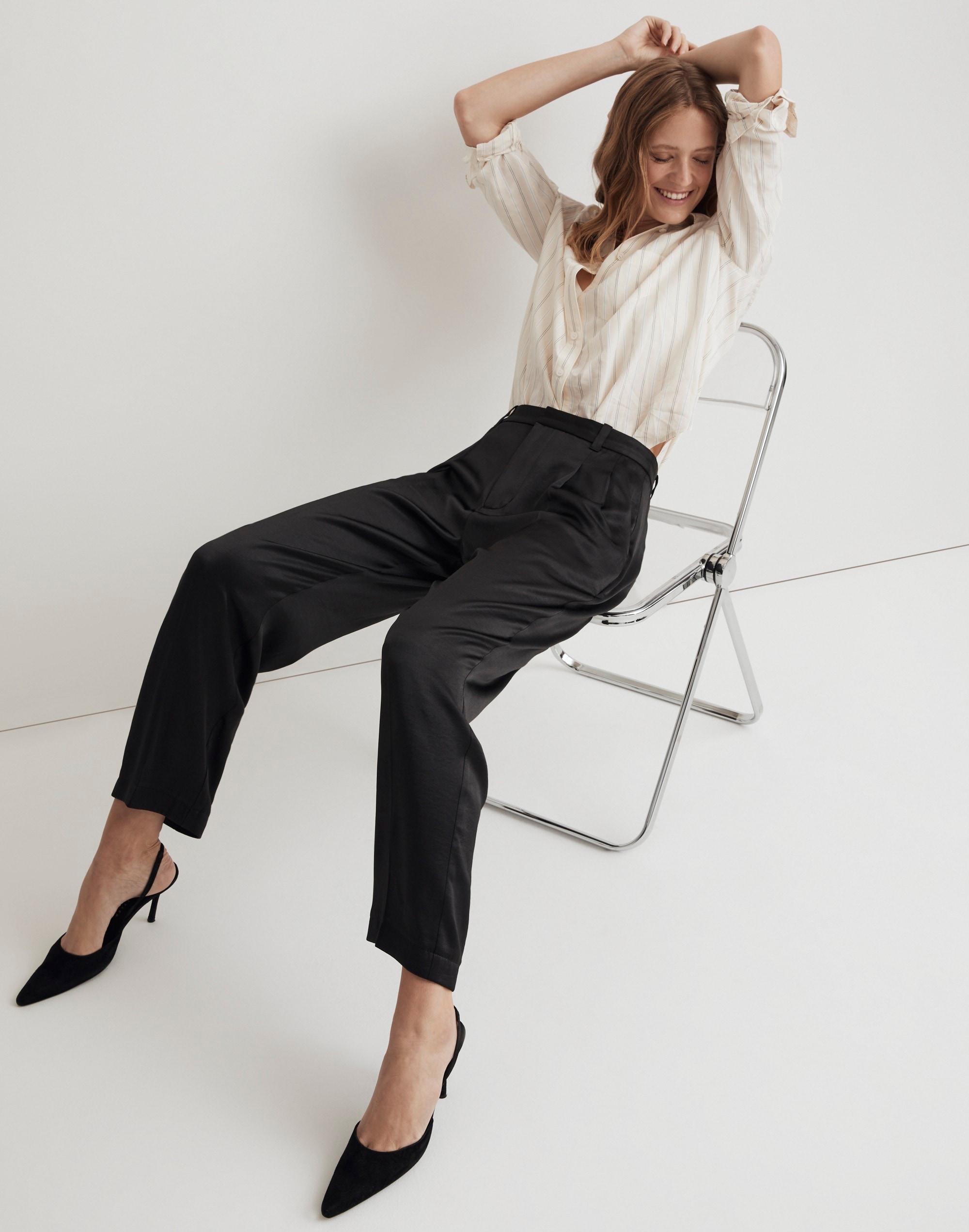 The Petite Turner Tapered Pant in Satin