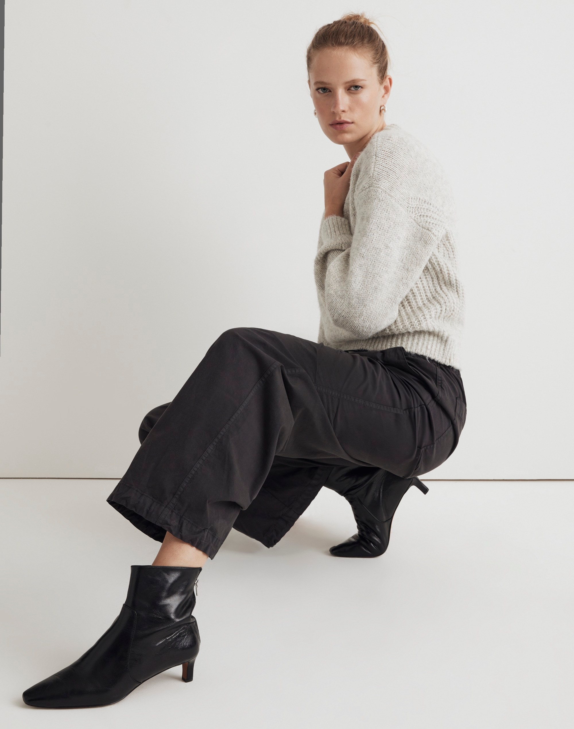 cargo parachute pants in garment-dyed poplin