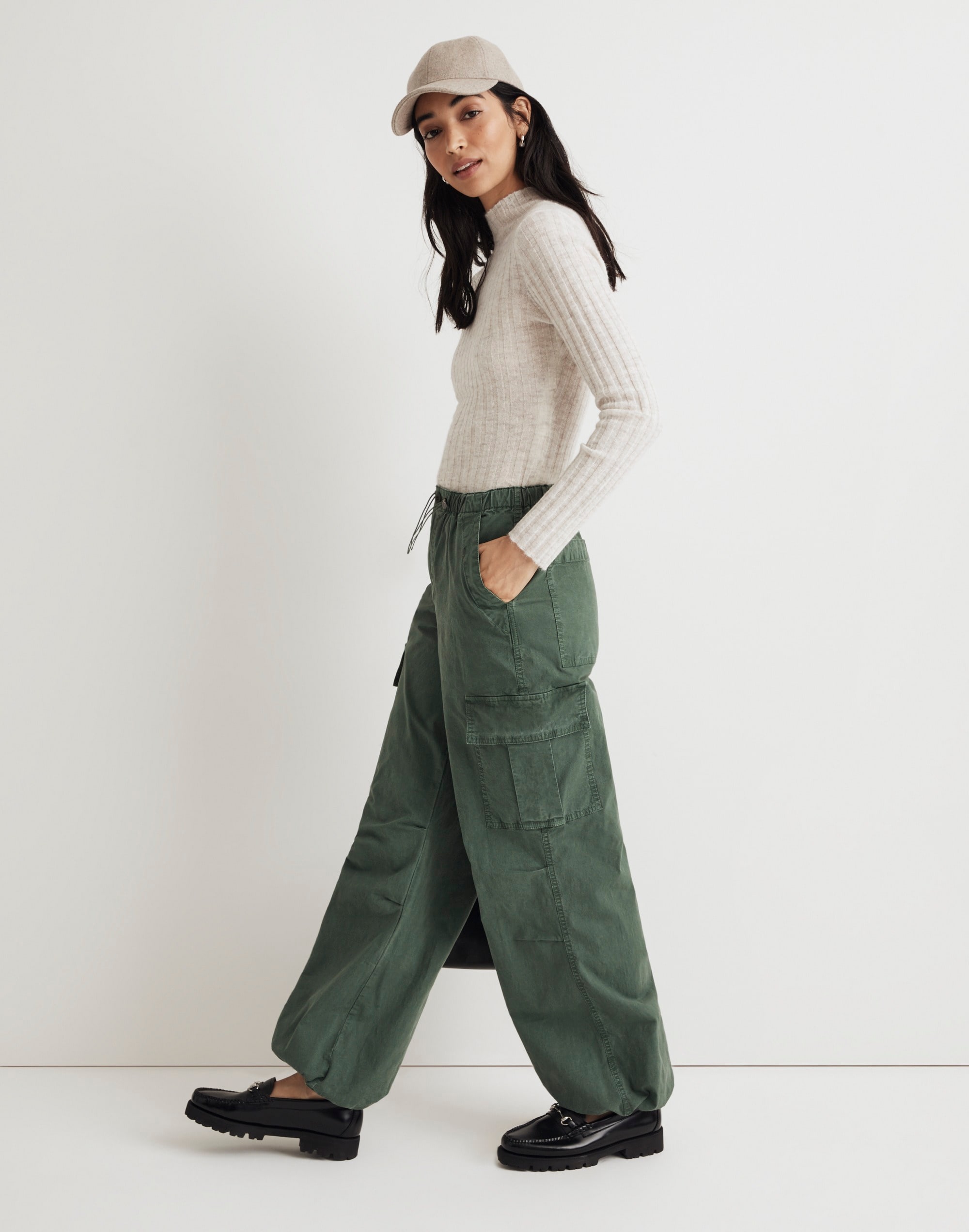 Cargo Parachute Pants in Garment-Dyed Poplin