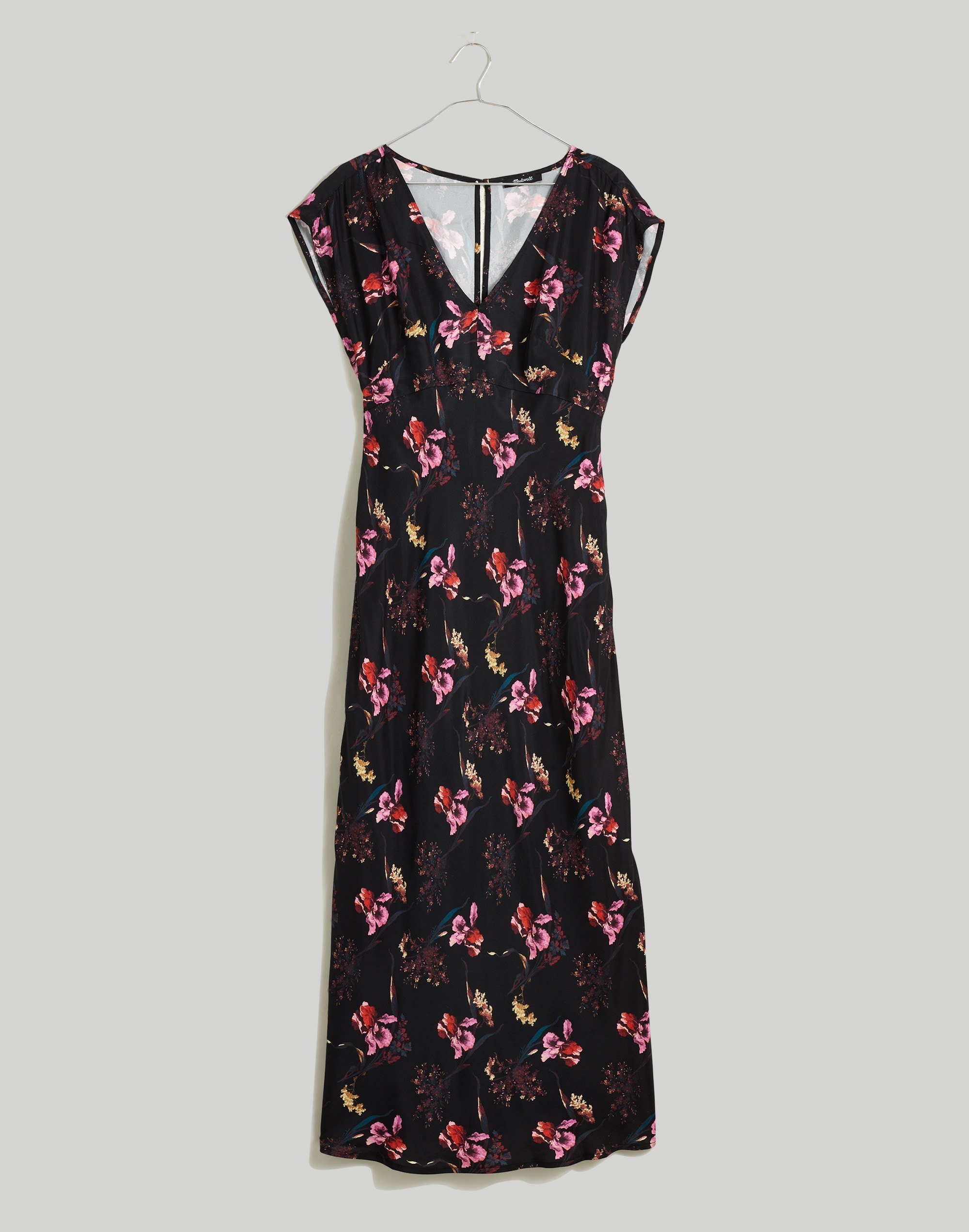 Wide V-Neck Midi Dress Floral Cupro-Blend