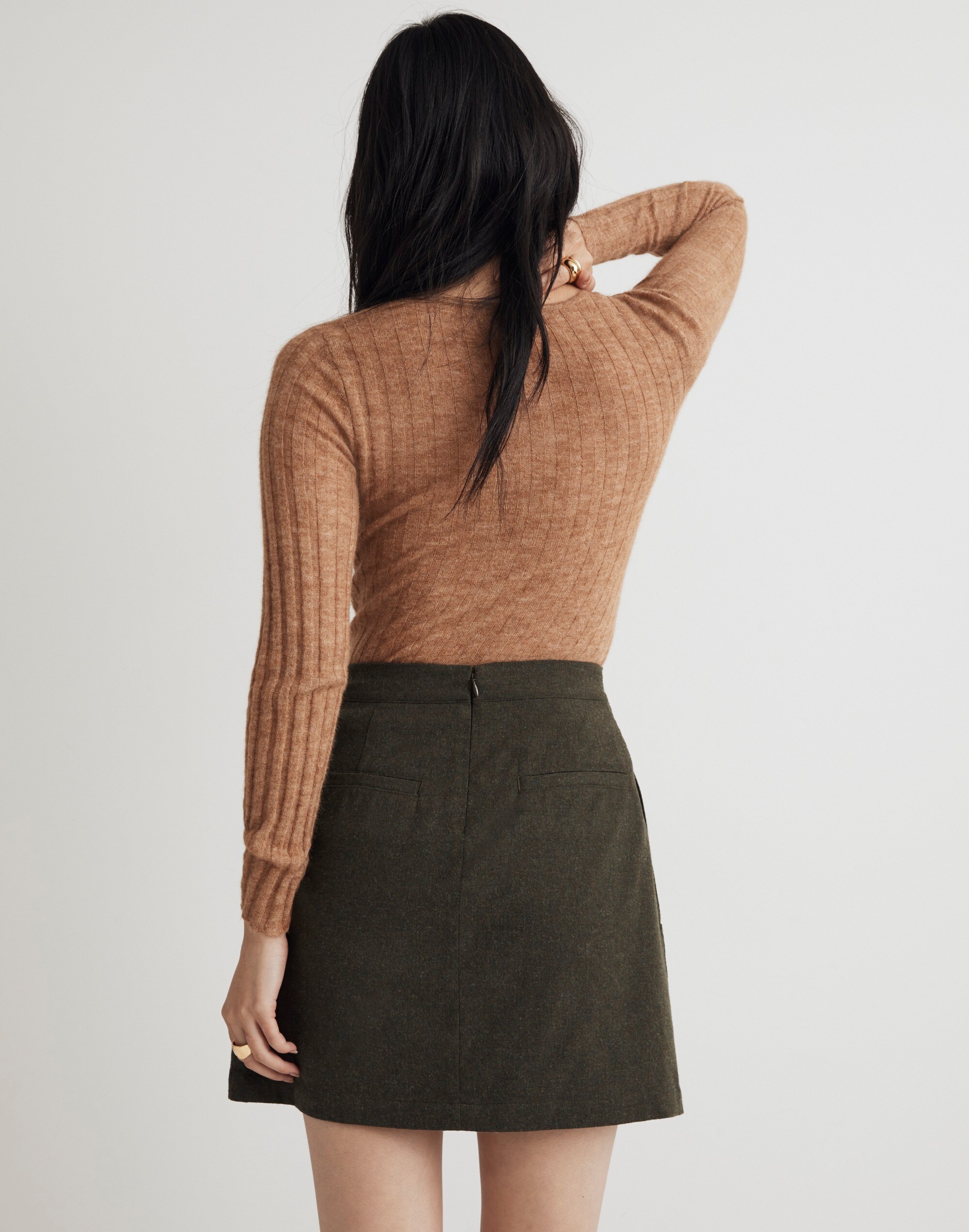 Wool-Blend Cargo Mini Skirt