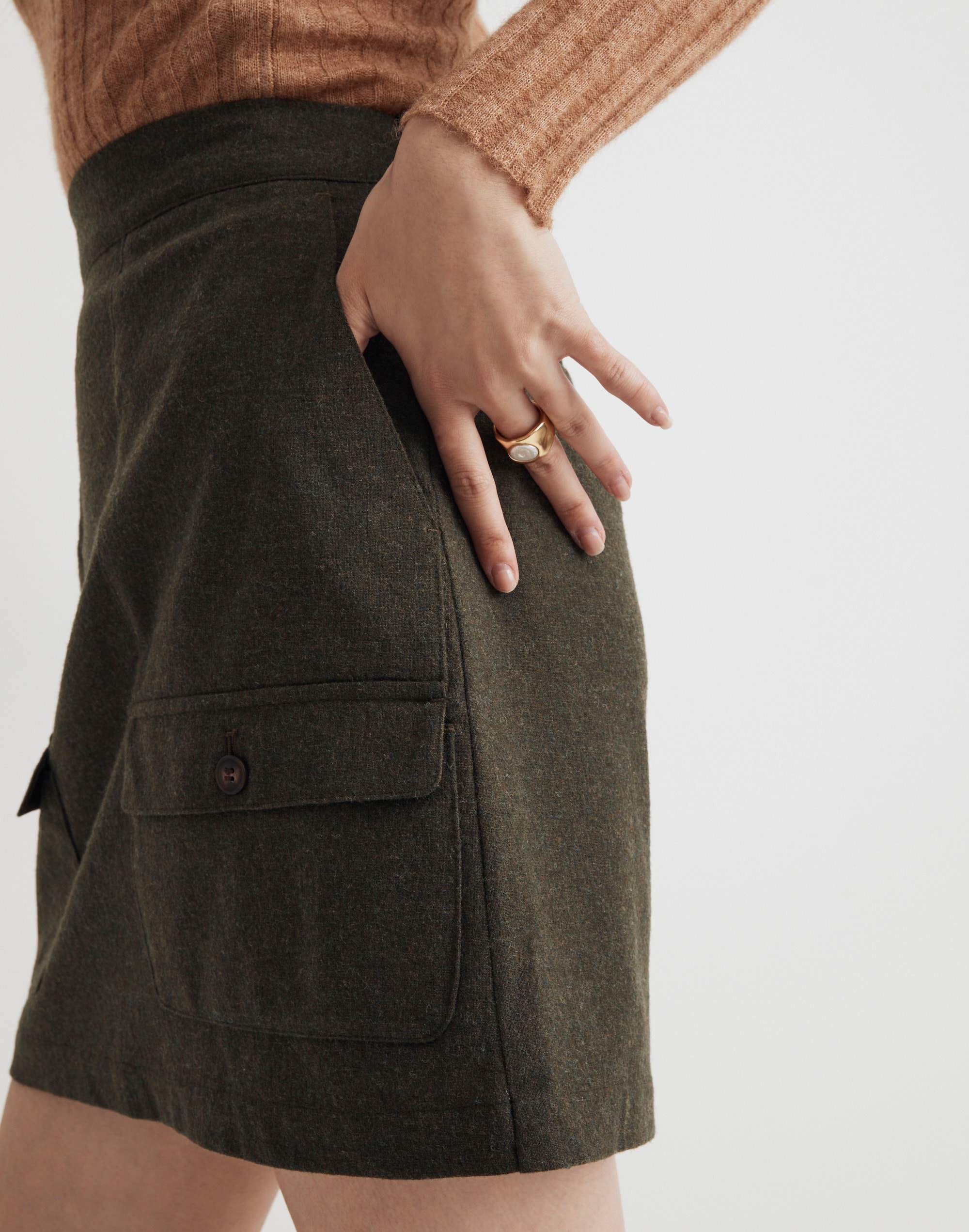 Wool-Blend Cargo Mini Skirt