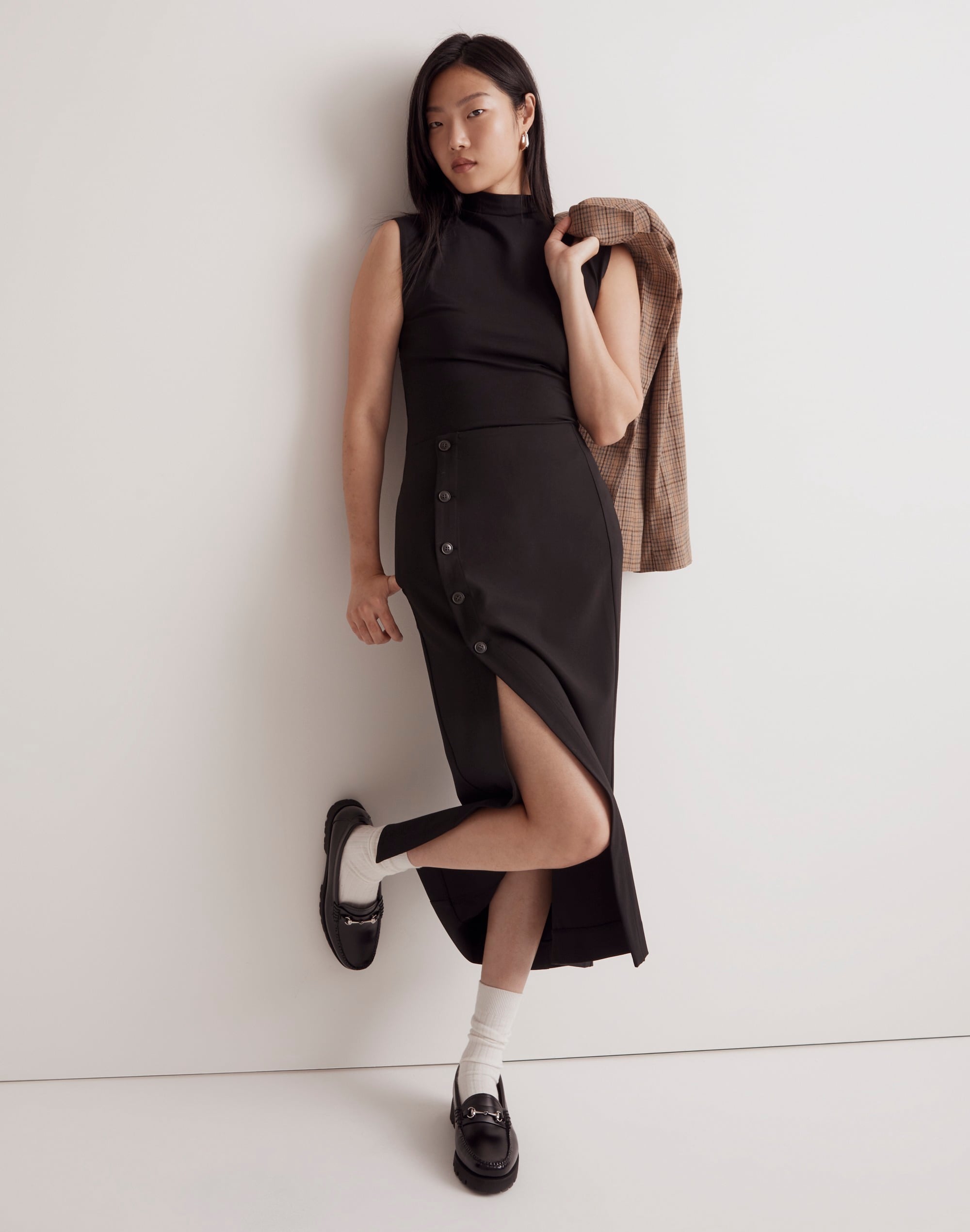wrap midi skirt