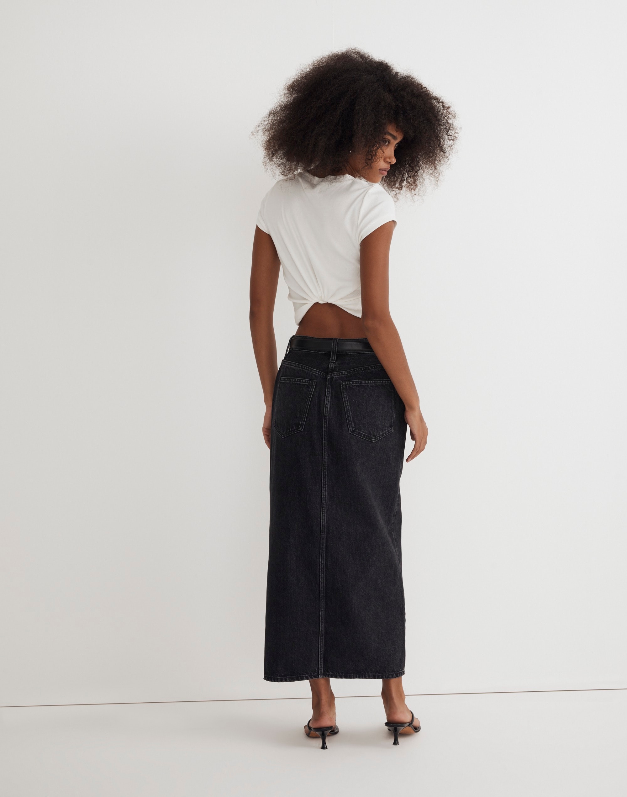 Denim Mid-Rise Maxi Skirt in Lunar Wash