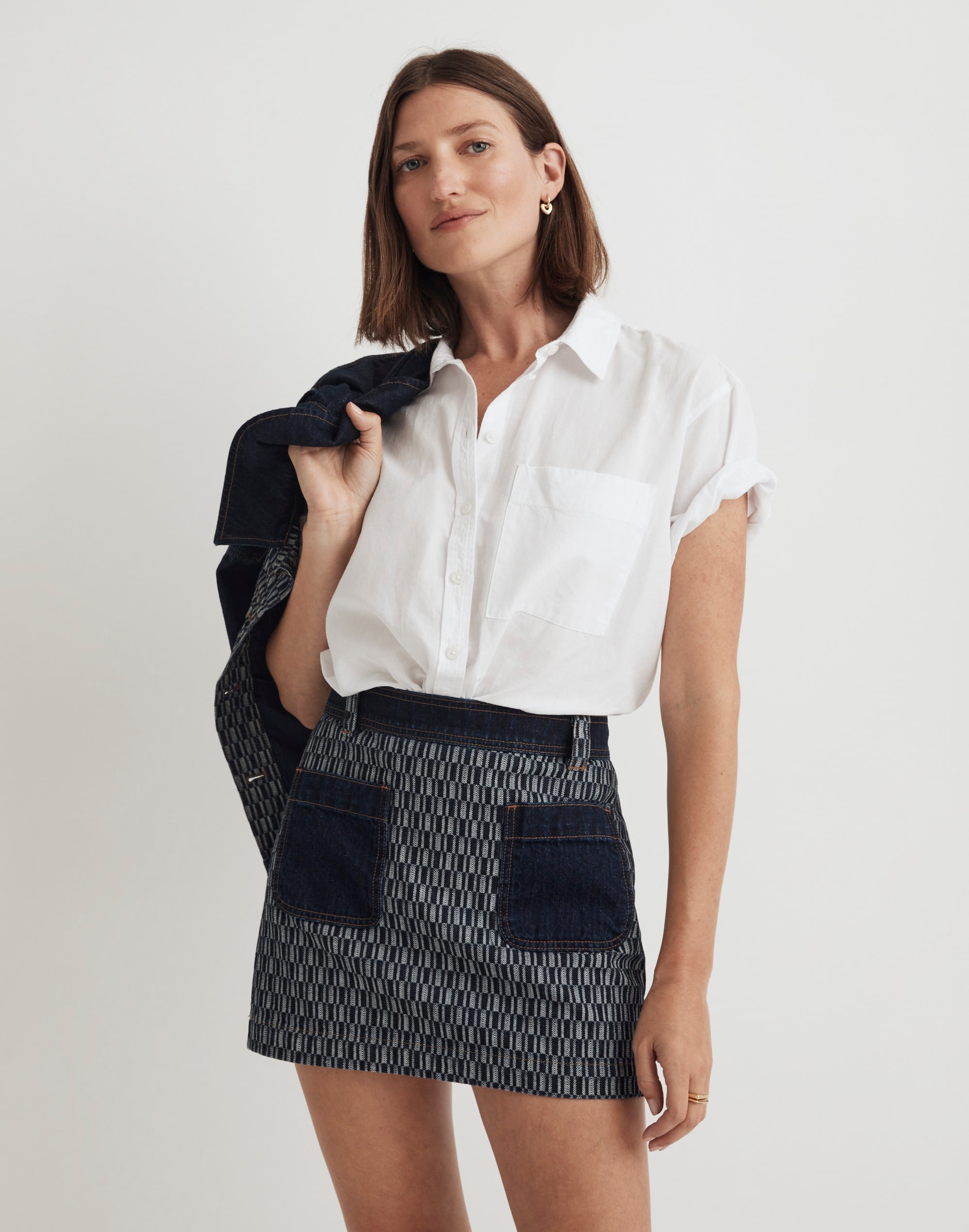 Denim Micro Mini Skirt in Genova Wash