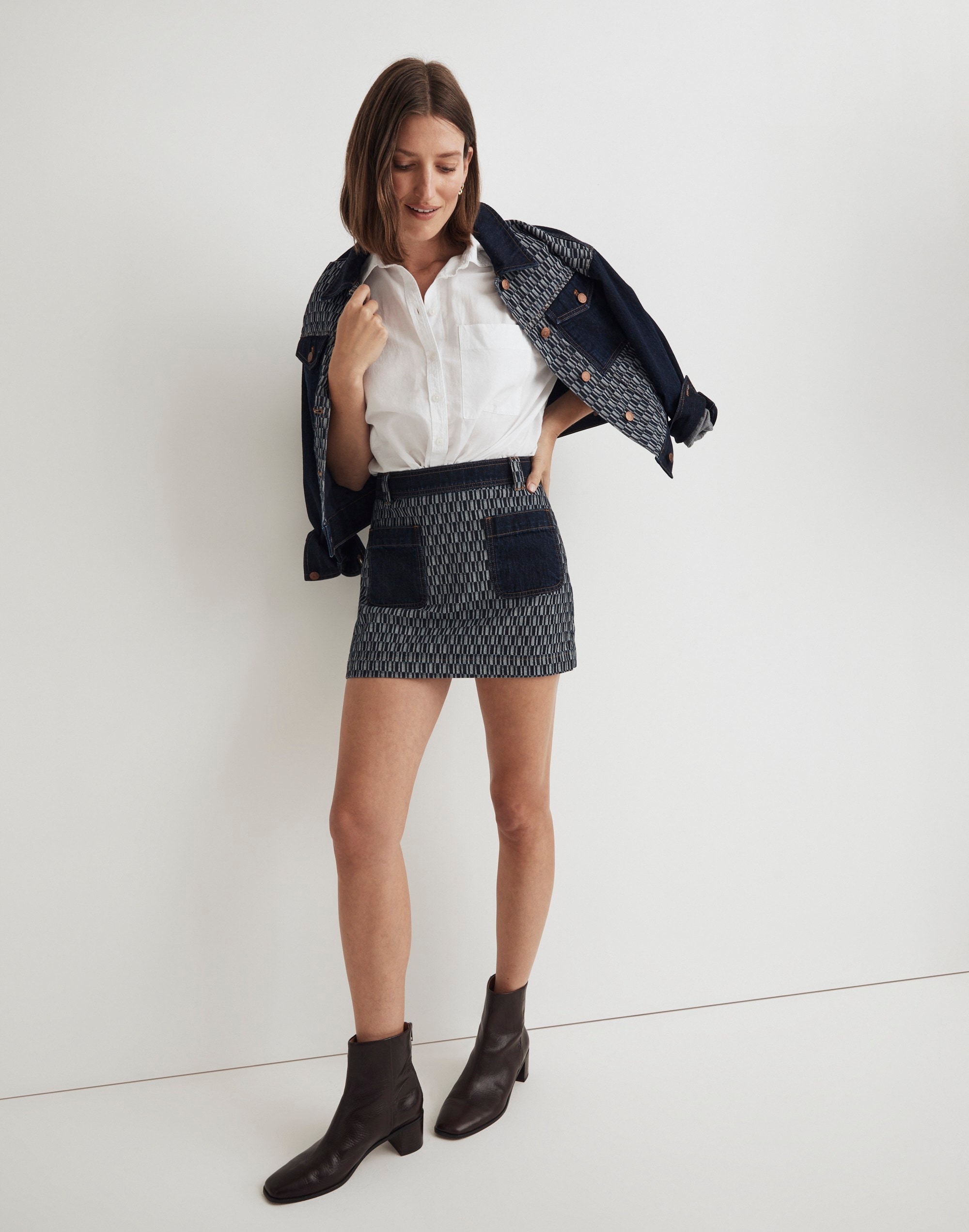 Denim Micro Mini Skirt in Genova Wash