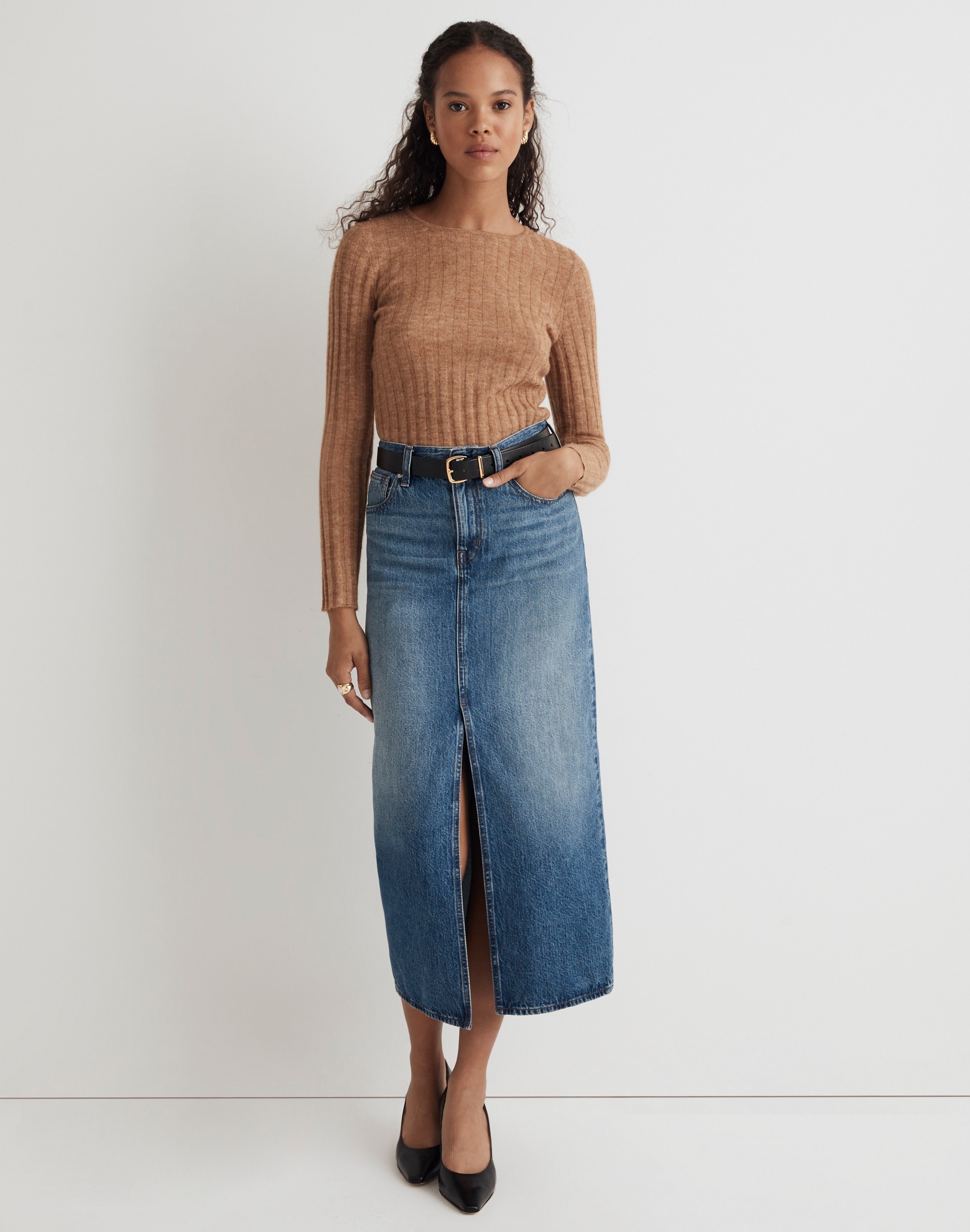 Denim Mid-Rise Maxi Skirt in Pratt Wash