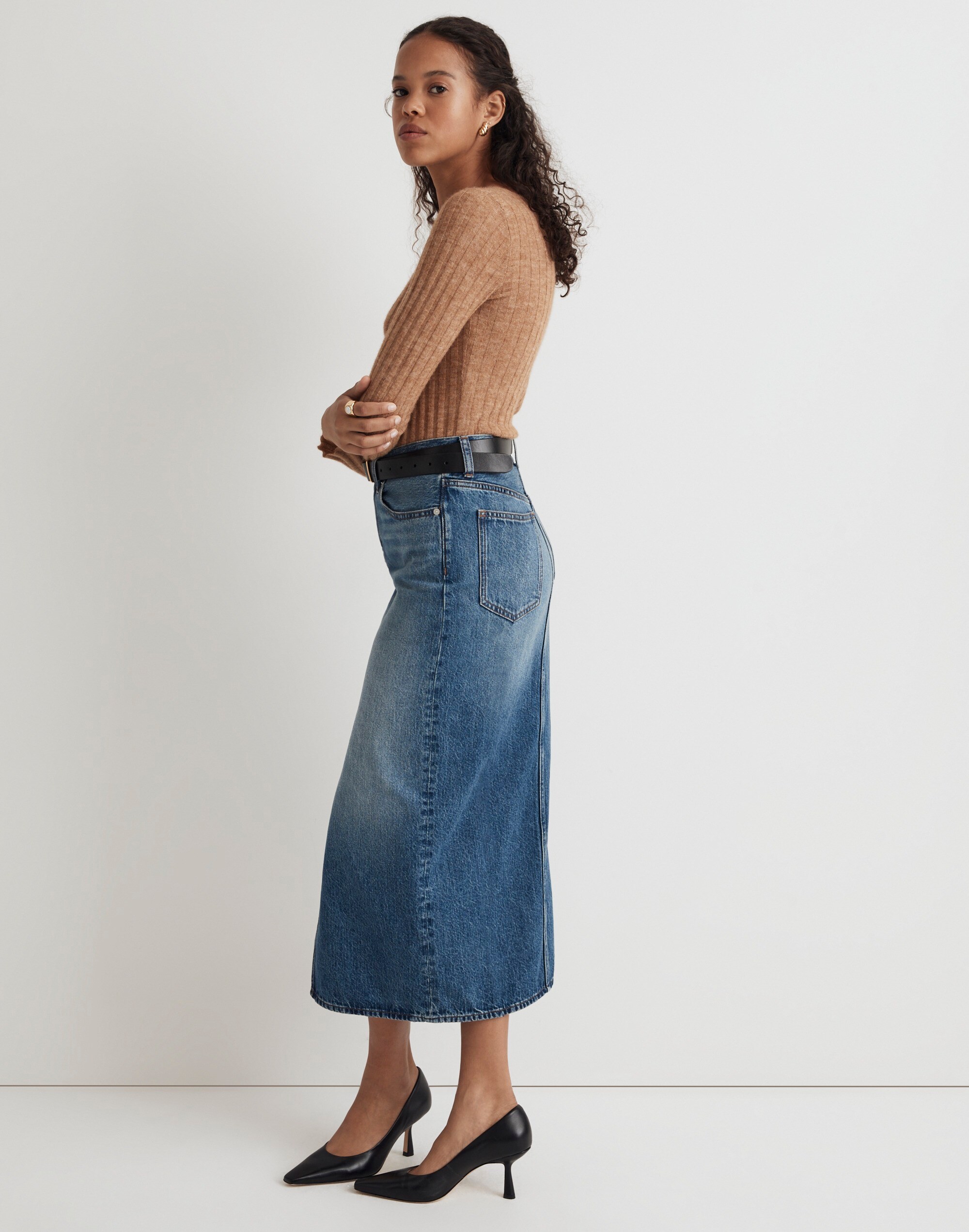 Denim Mid-Rise Maxi Skirt in Pratt Wash