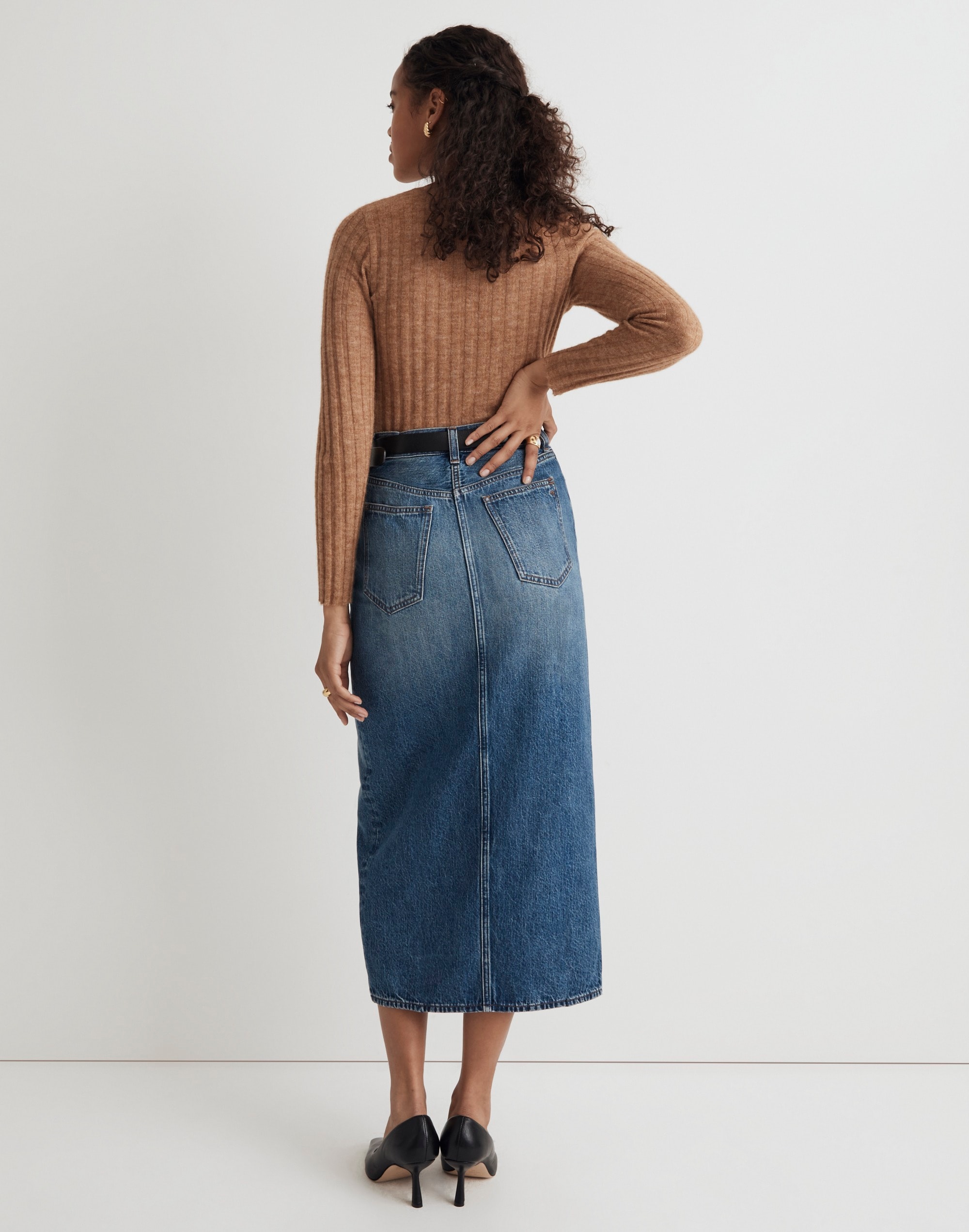 Denim Mid-Rise Maxi Skirt in Pratt Wash