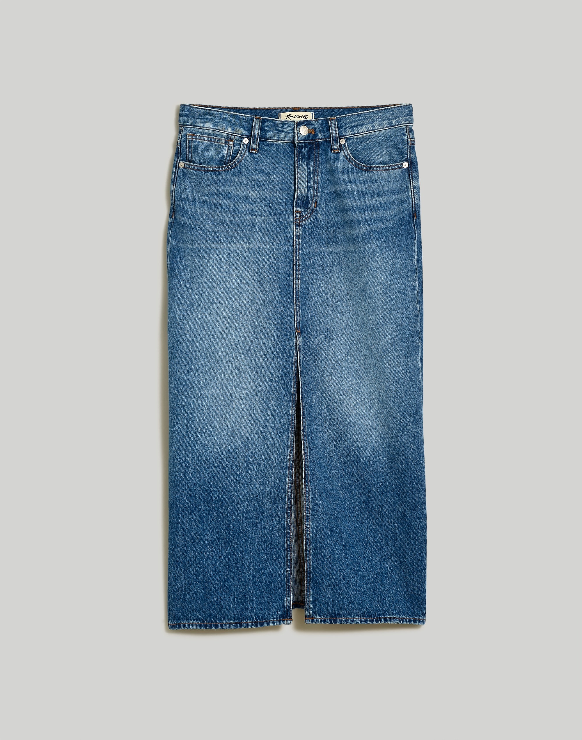 Denim Mid-Rise Maxi Skirt in Pratt Wash