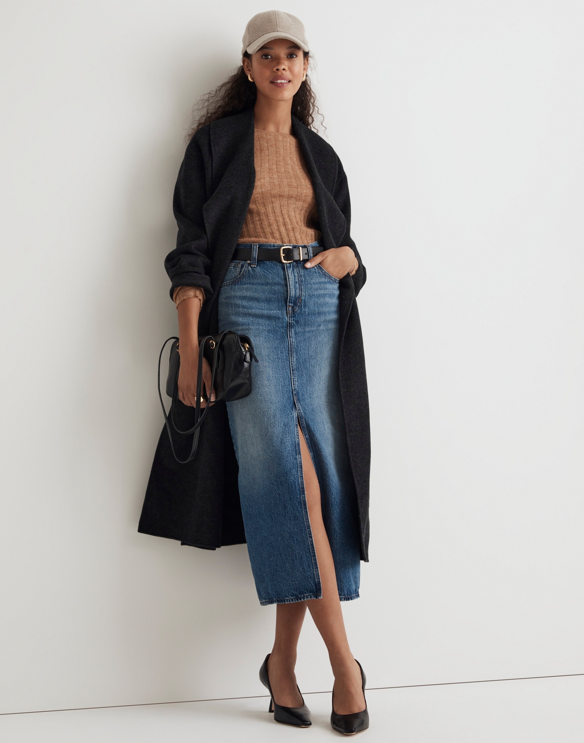 Denim Mid-Rise Maxi Skirt in Pratt Wash