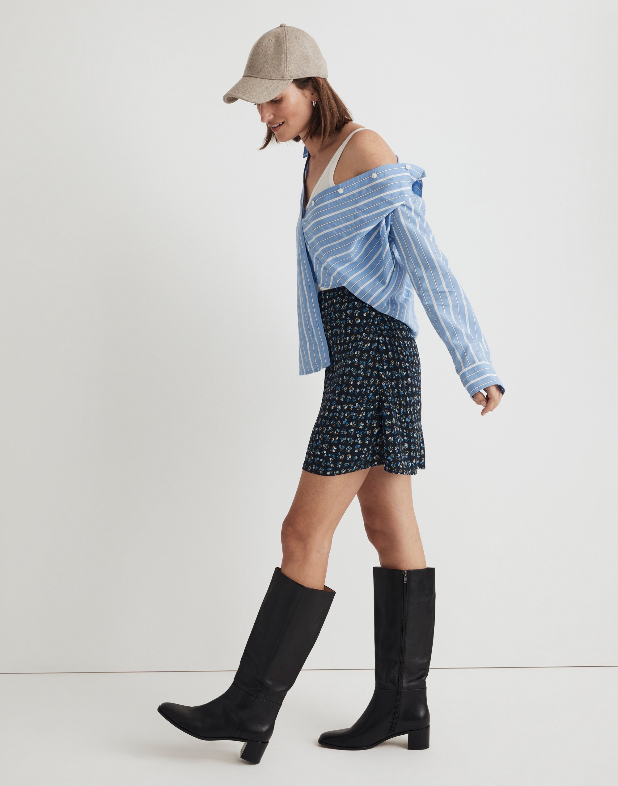 The Layton Mini Slip Skirt in Floral