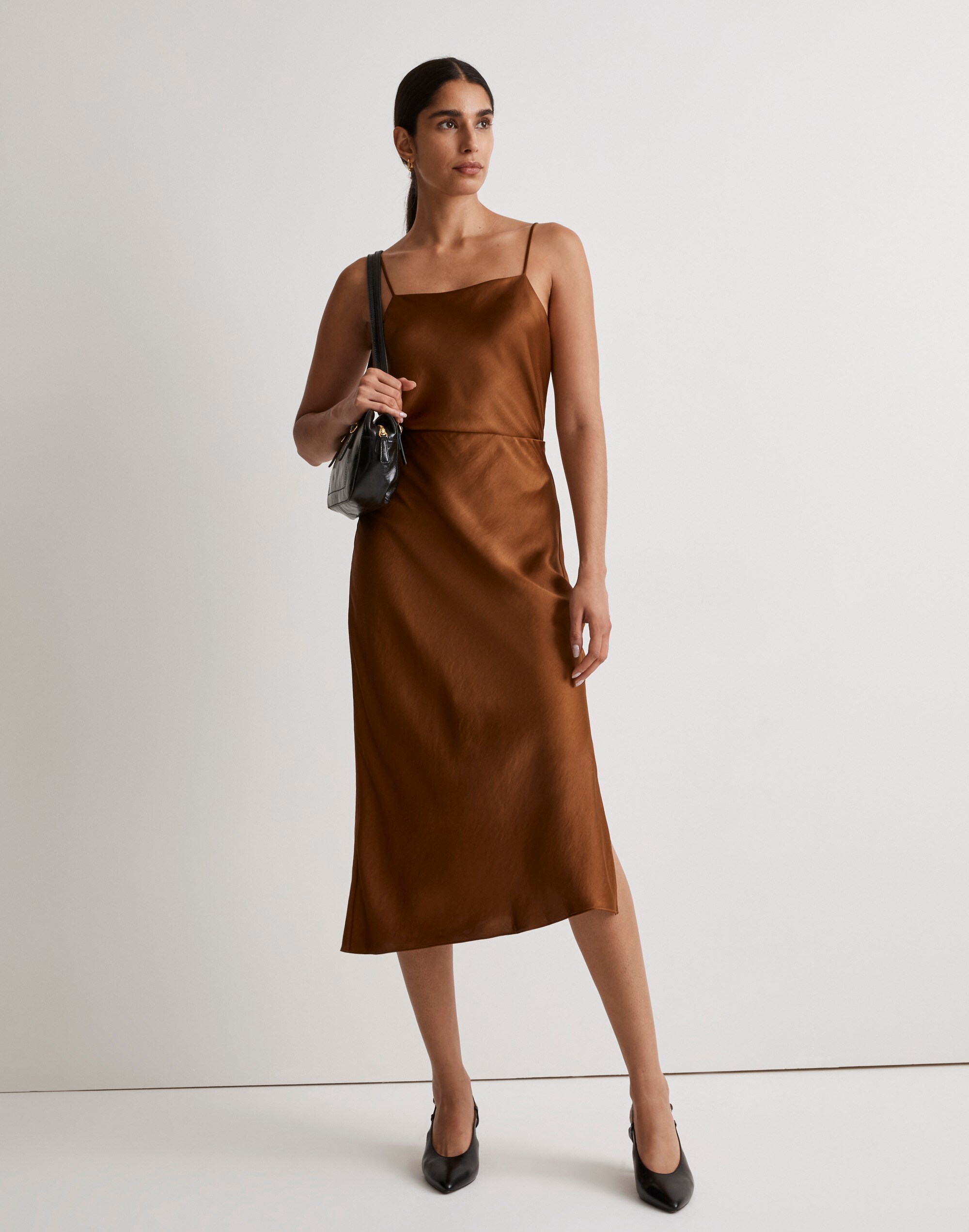 The Layton Midi Slip Skirt in Satin
