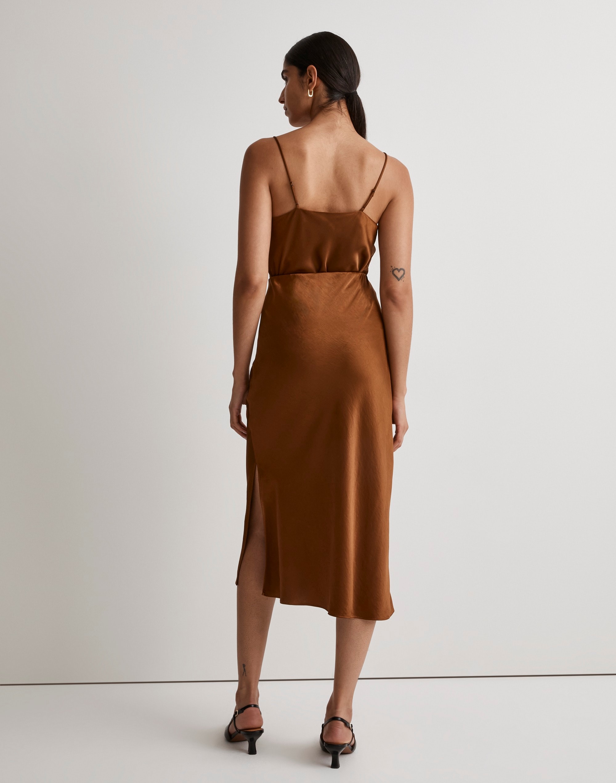 The Layton Midi Slip Skirt in Satin