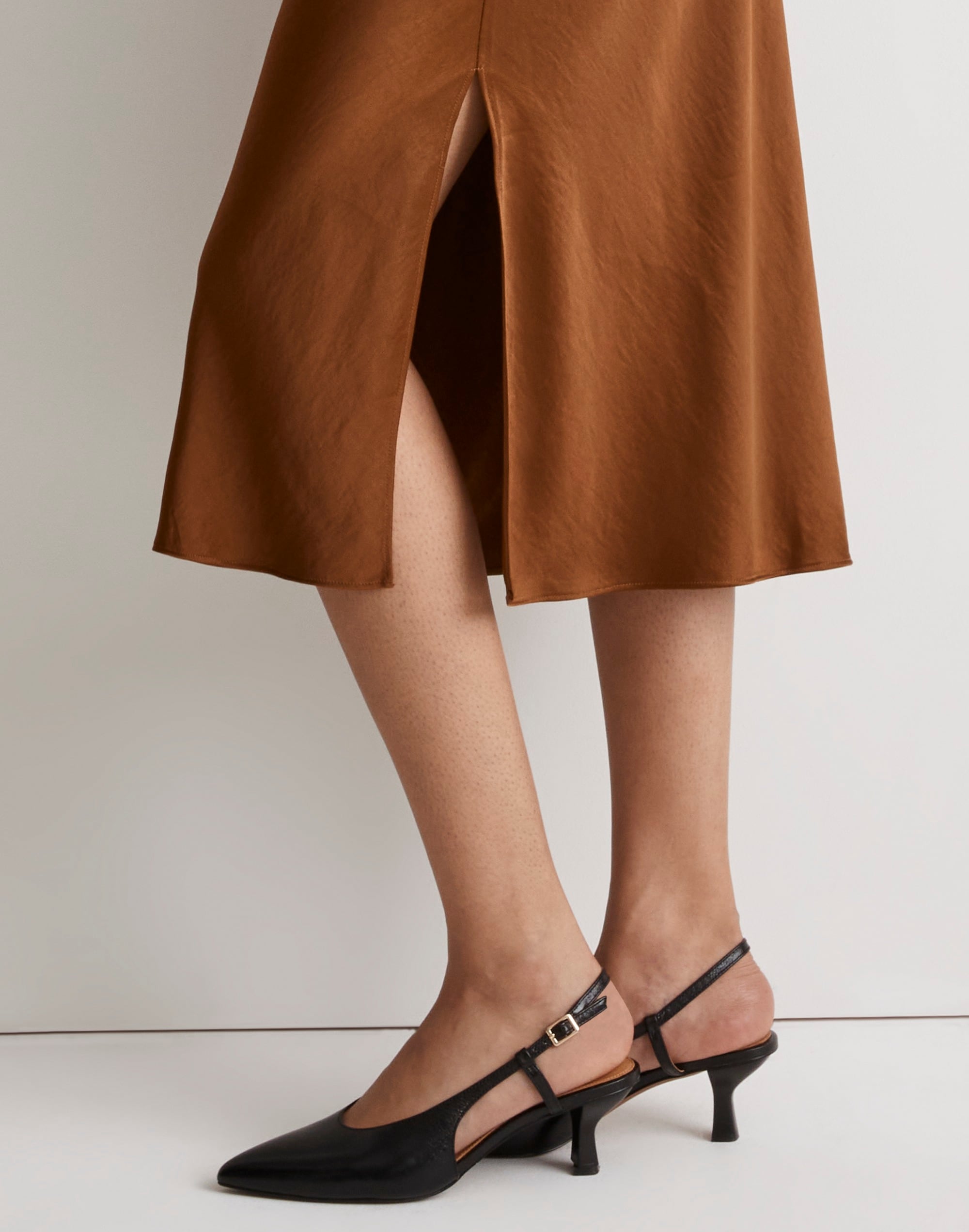 The Layton Midi Slip Skirt in Satin
