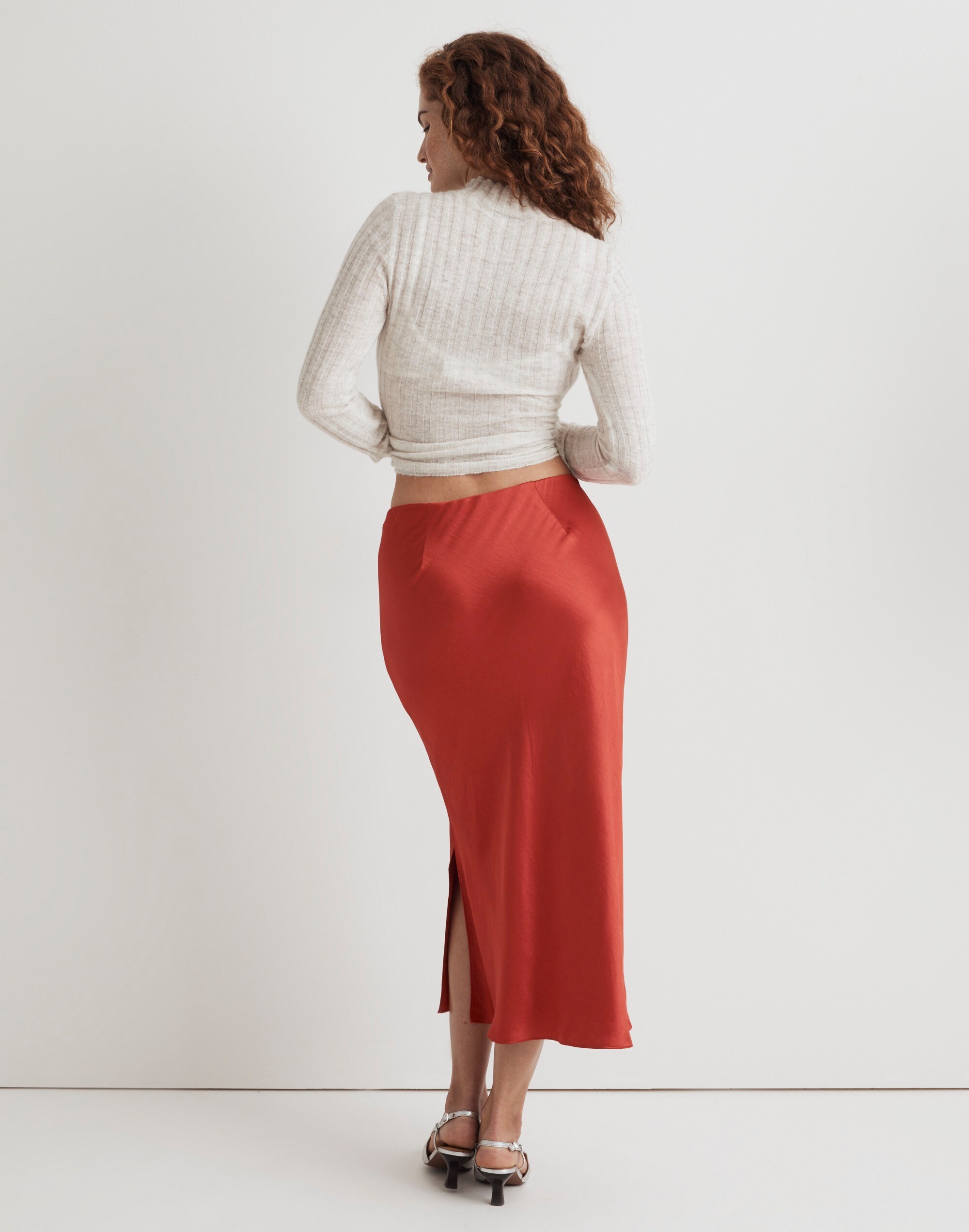The Layton Midi Slip Skirt in Satin