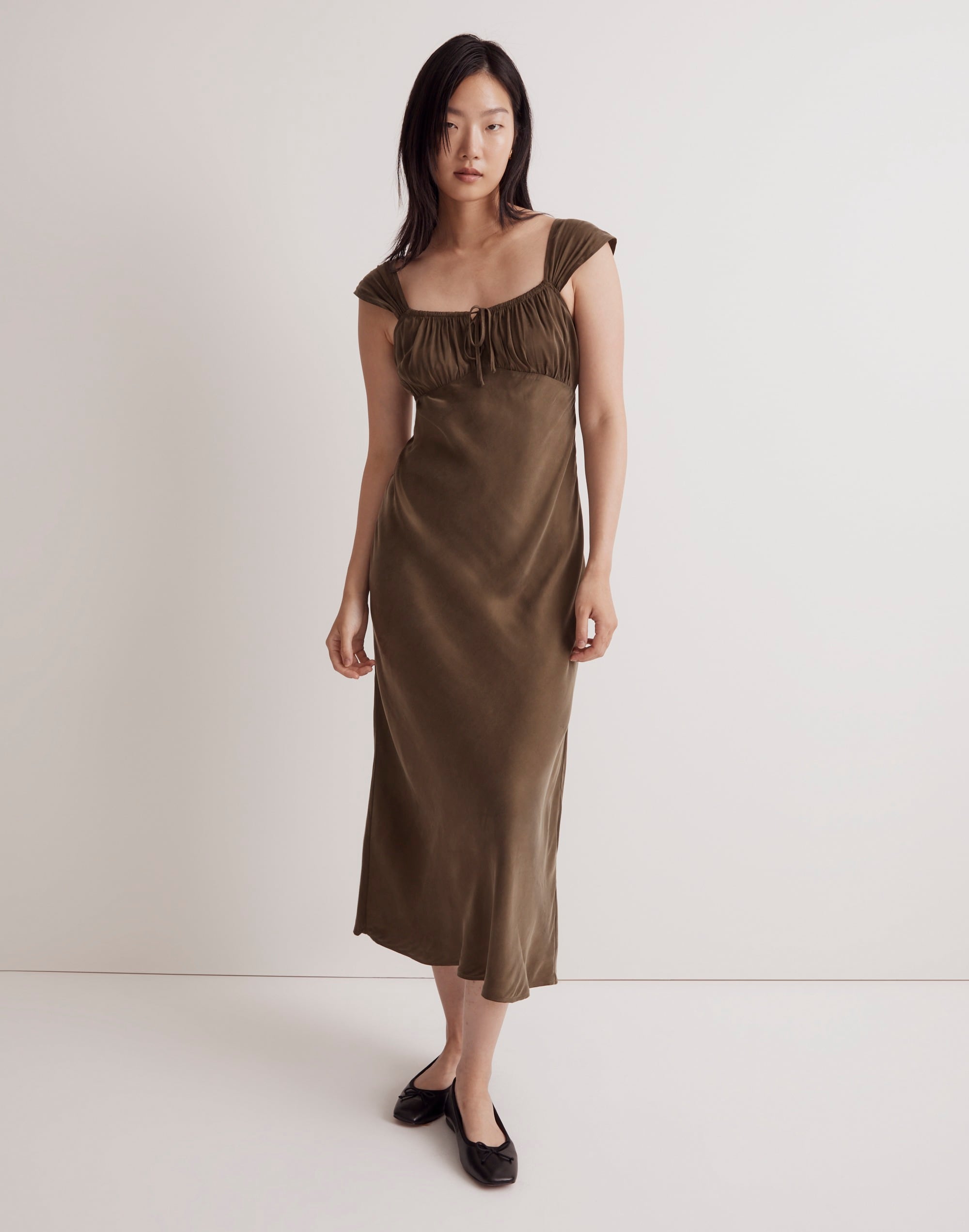 Petite Square-Neck Midi Dress