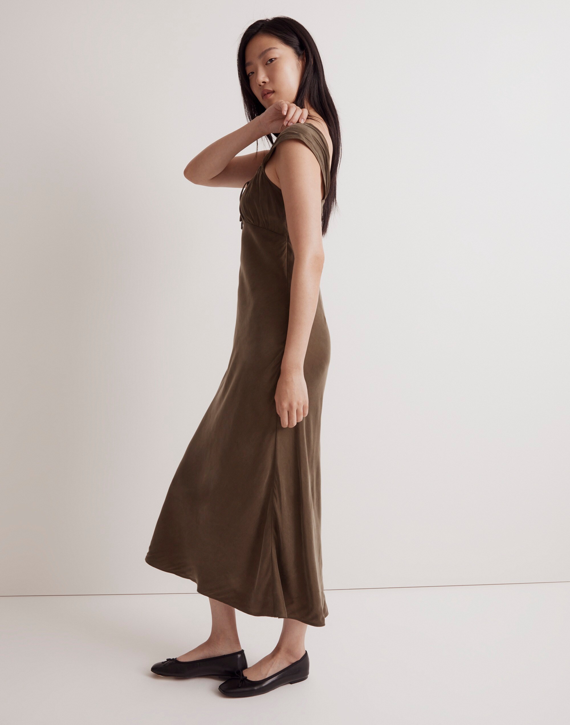 Petite Square-Neck Midi Dress