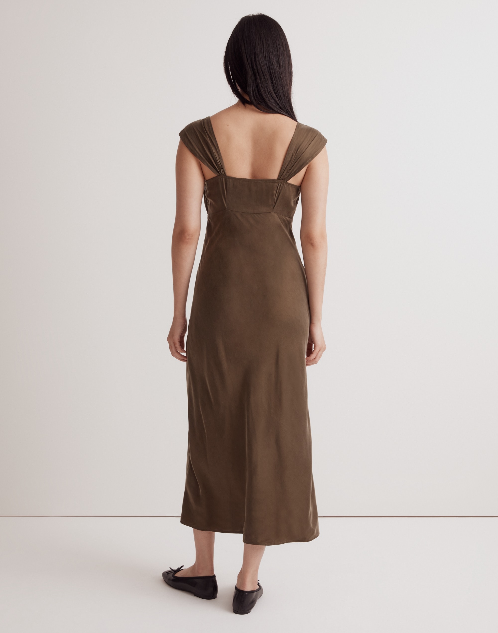 Petite Square-Neck Midi Dress